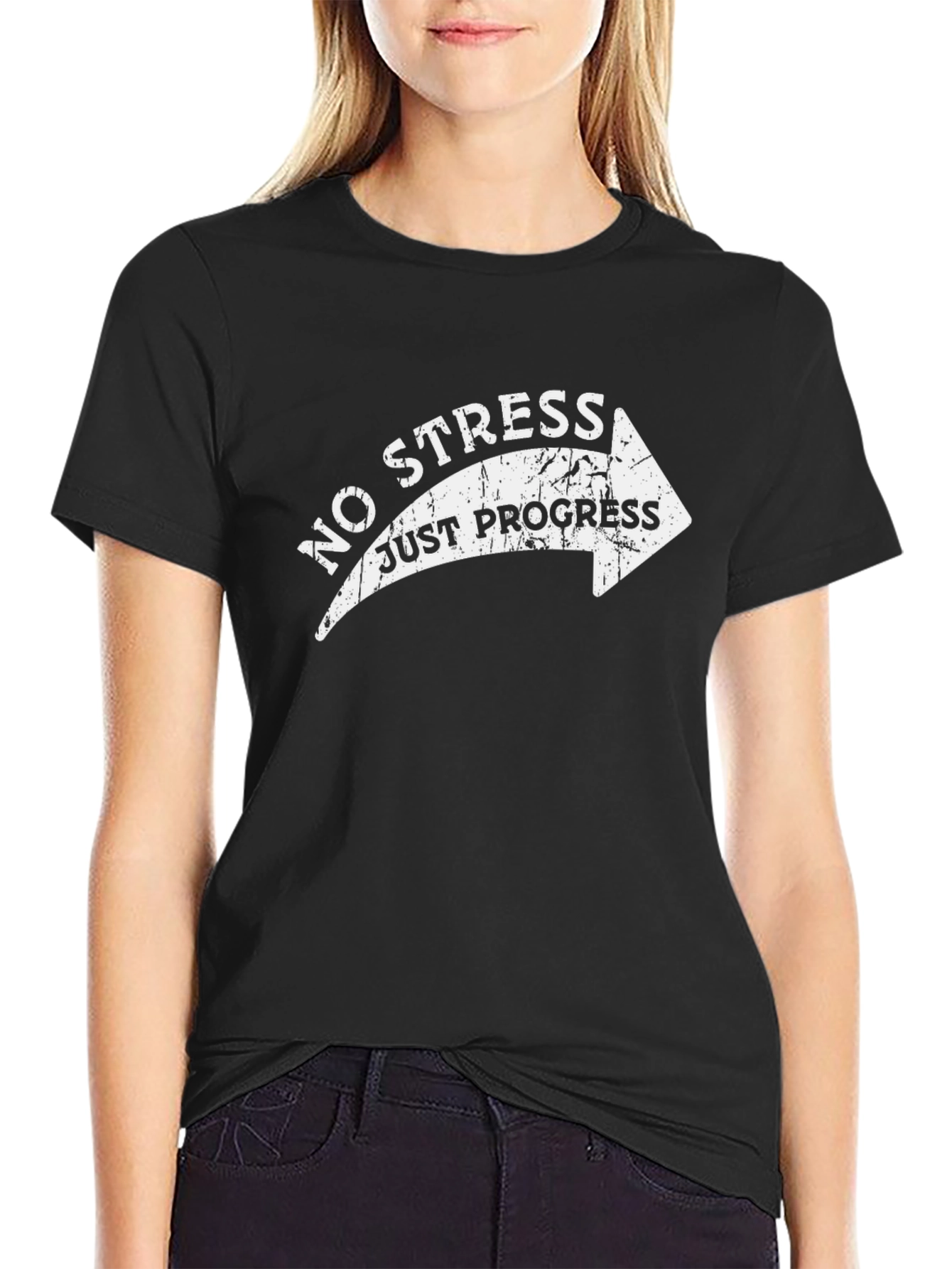 No Stress Just Progress Arrow Graphic Tee