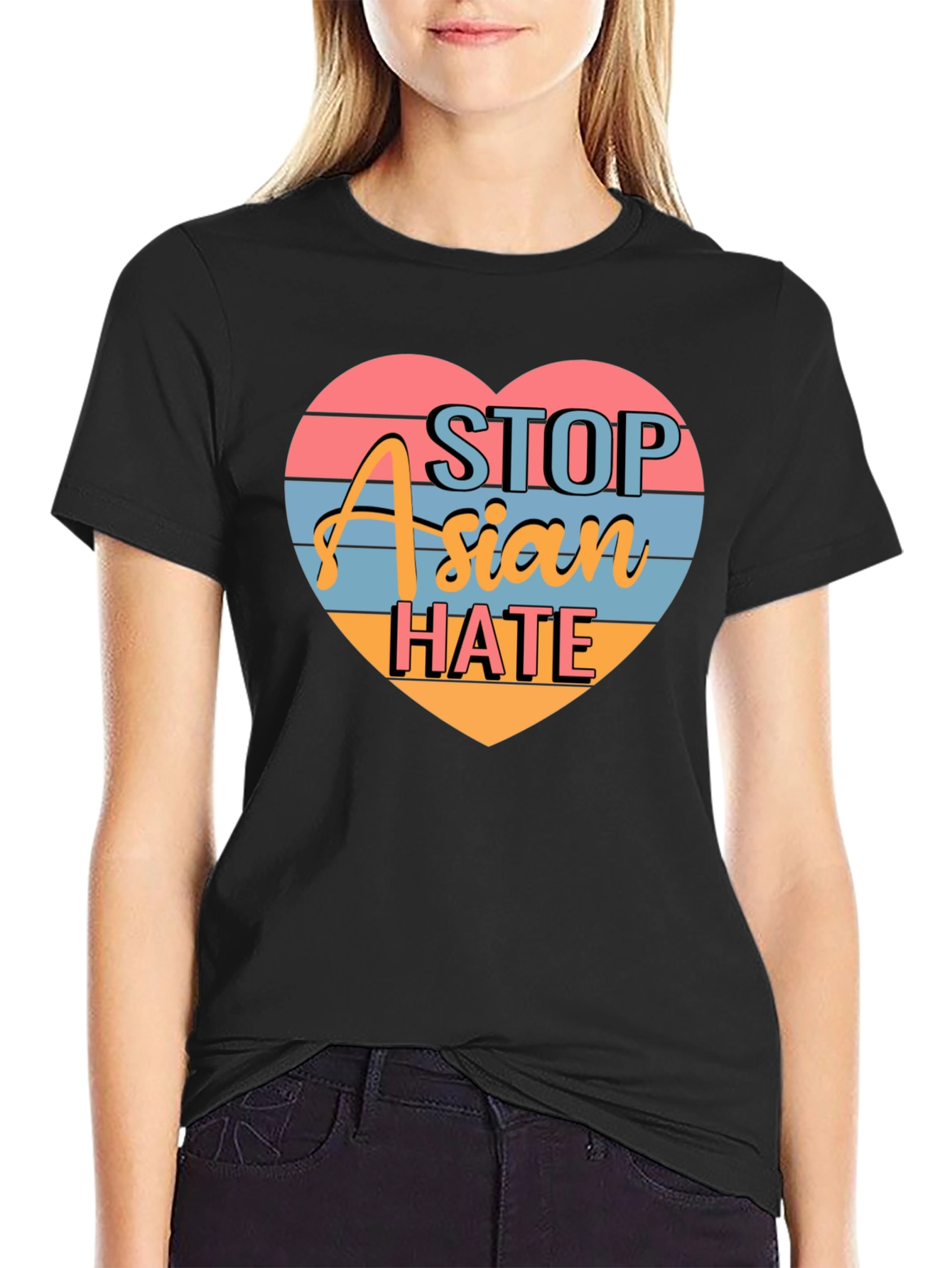 Stop Asian Hate Tee - Heart Design