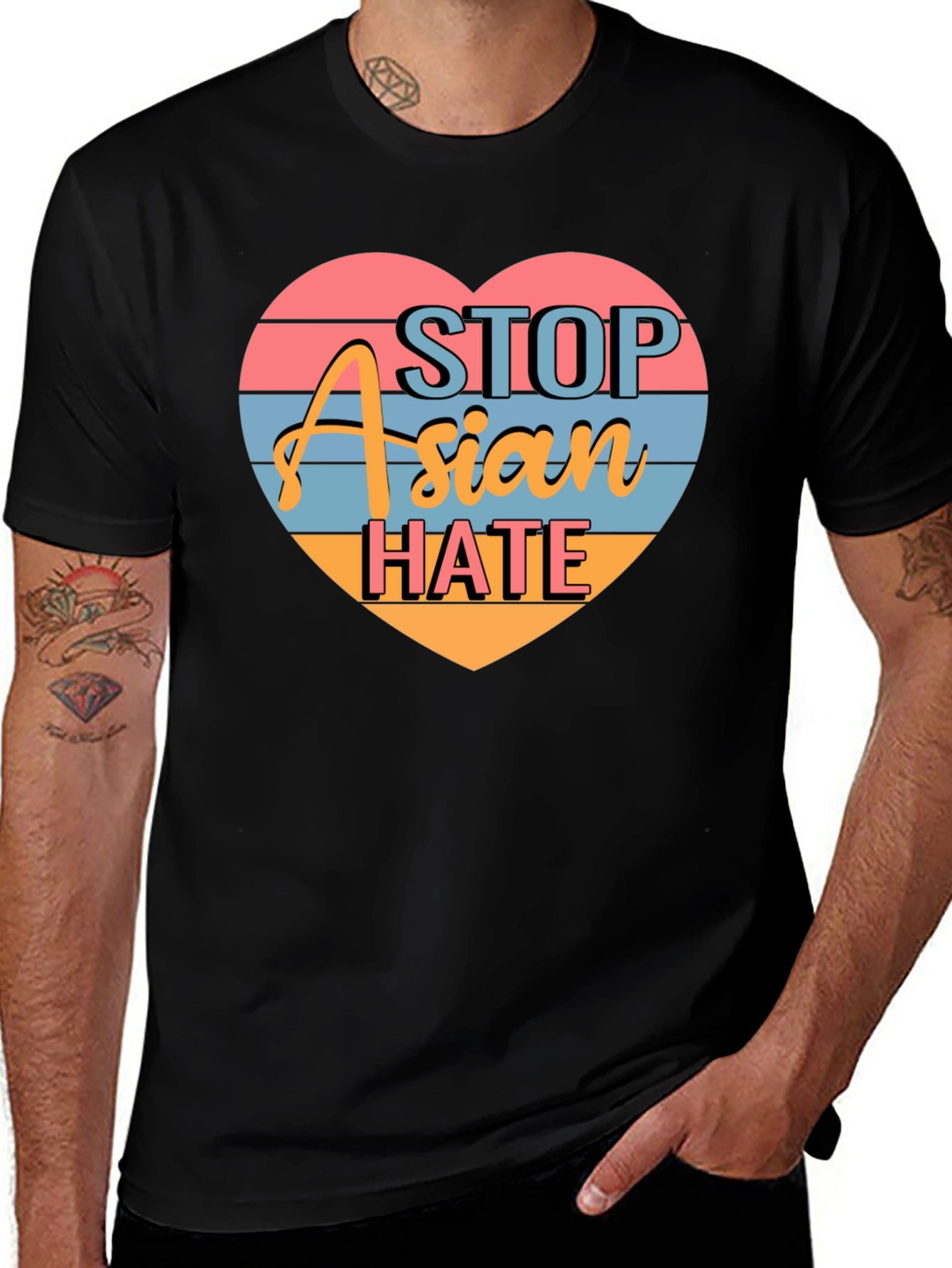 Stop Asian Hate Tee - Heart Design