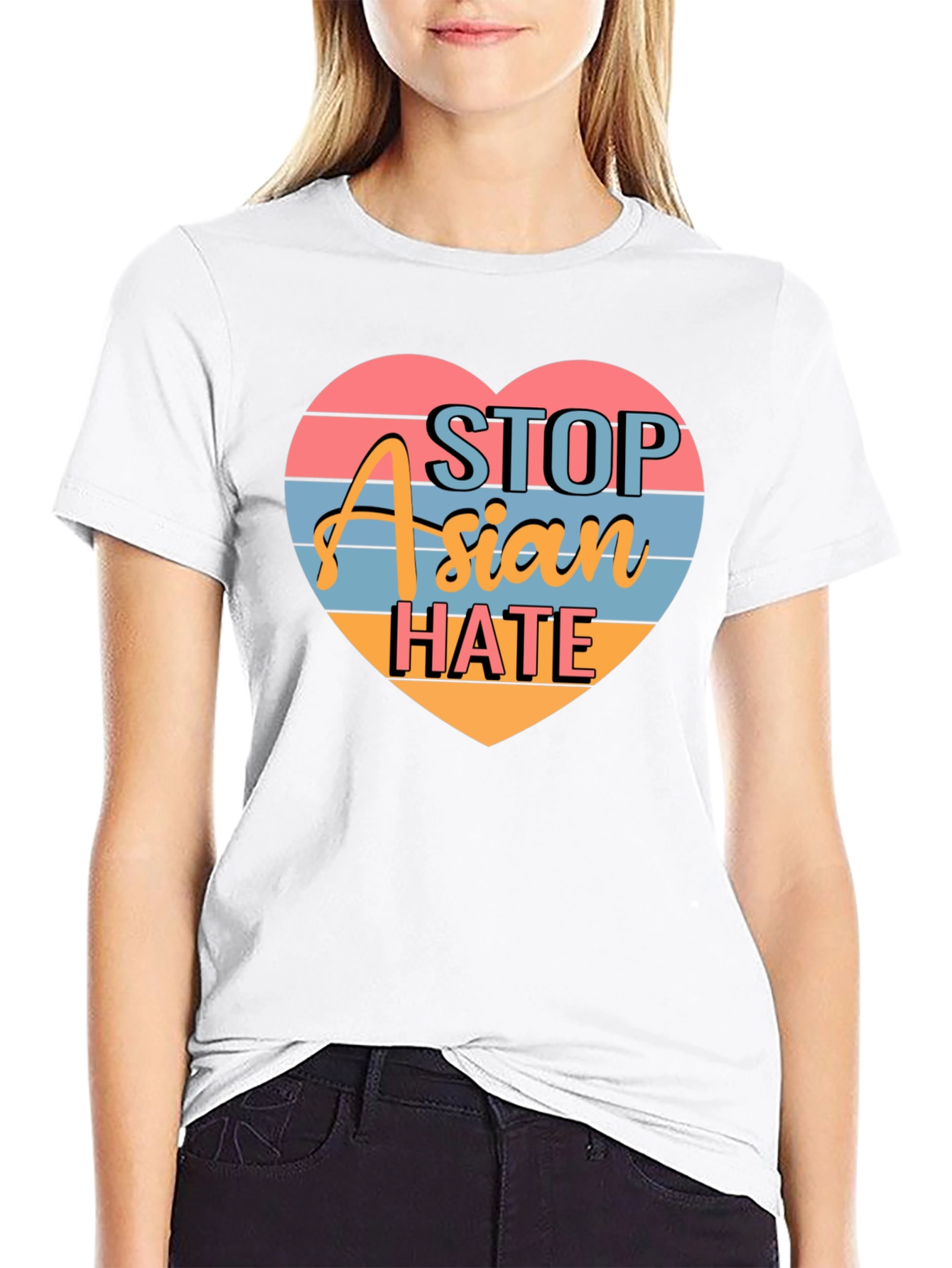 Stop Asian Hate Tee - Heart Design