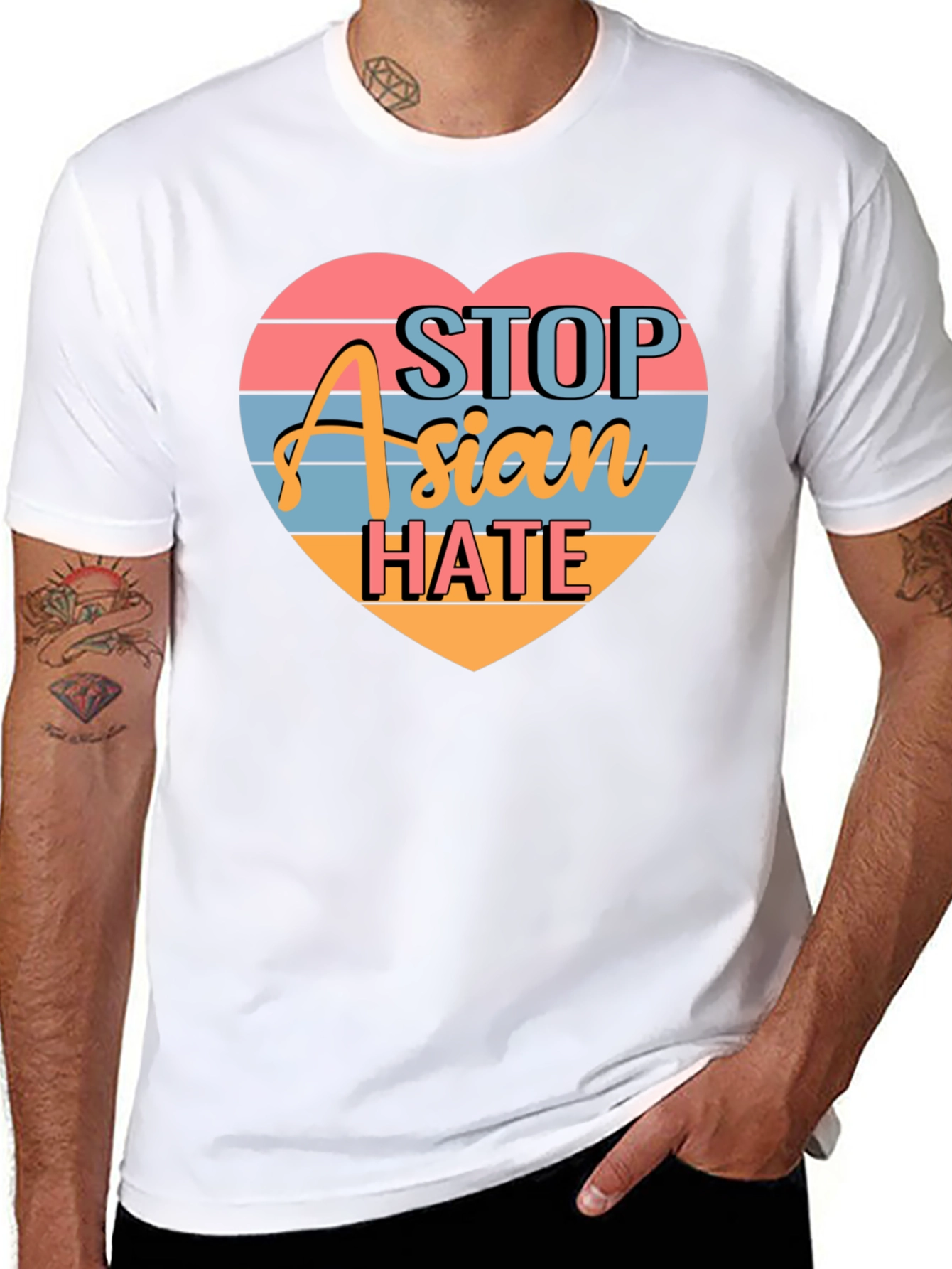 Stop Asian Hate Tee - Heart Design