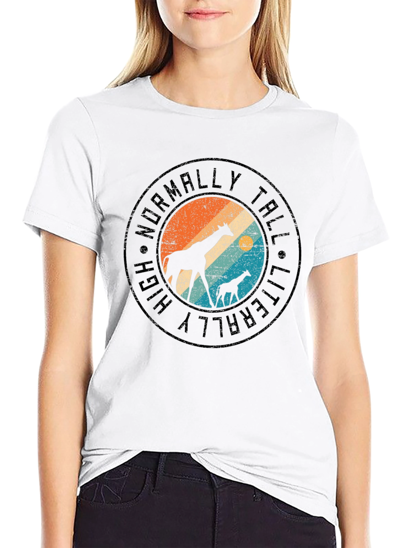 Literally Tall Giraffe Graphic Tee - Black