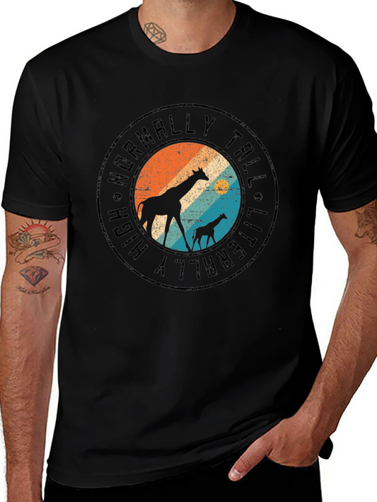 Literally Tall Giraffe Graphic Tee - Black