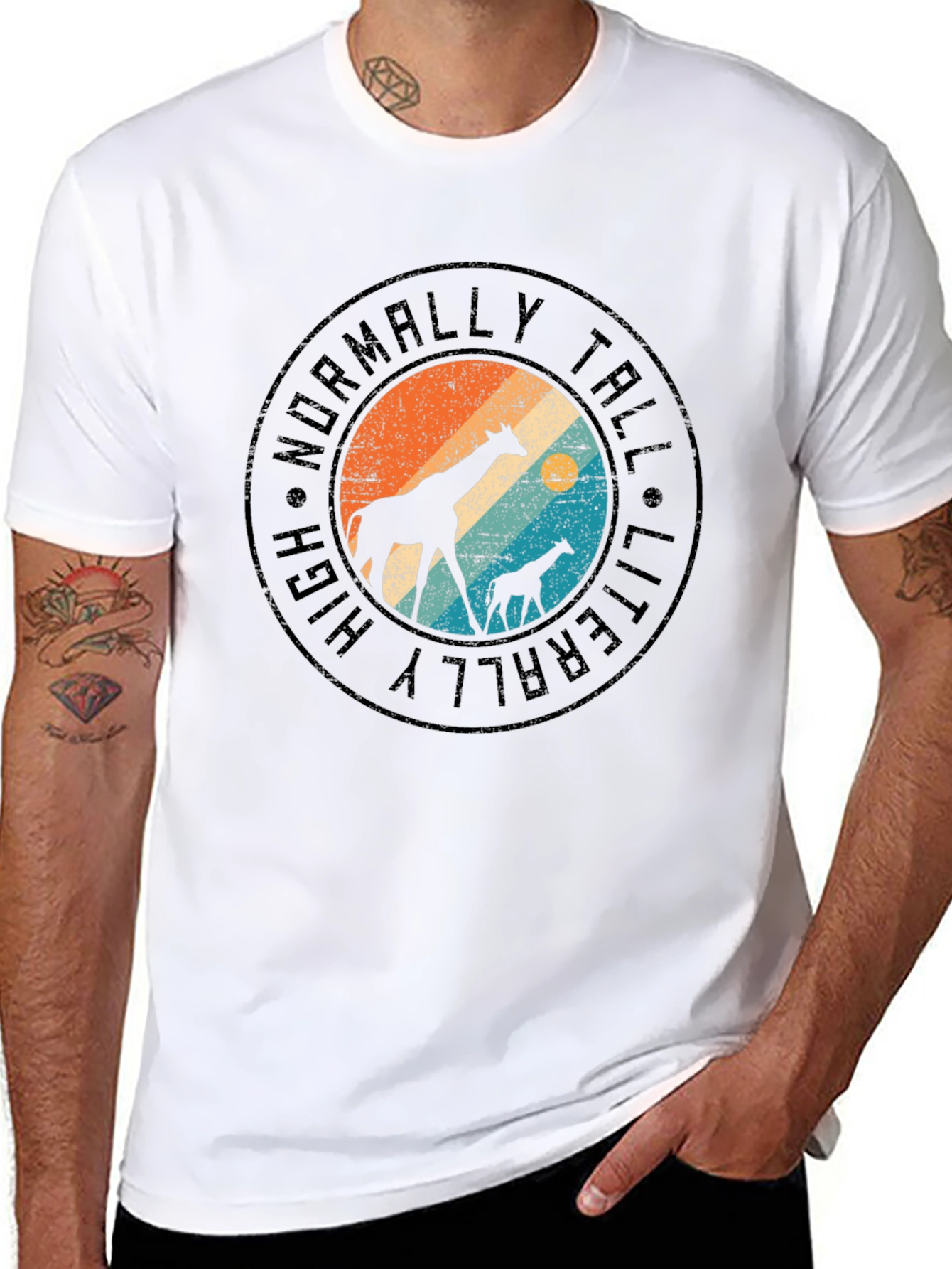 Literally Tall Giraffe Graphic Tee - Black