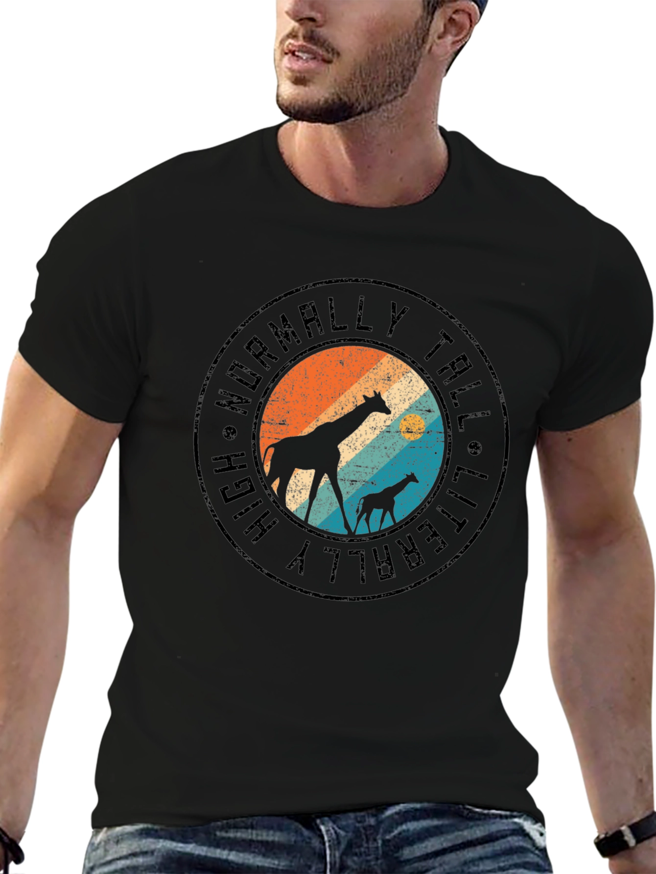 Literally Tall Giraffe Graphic Tee - Black
