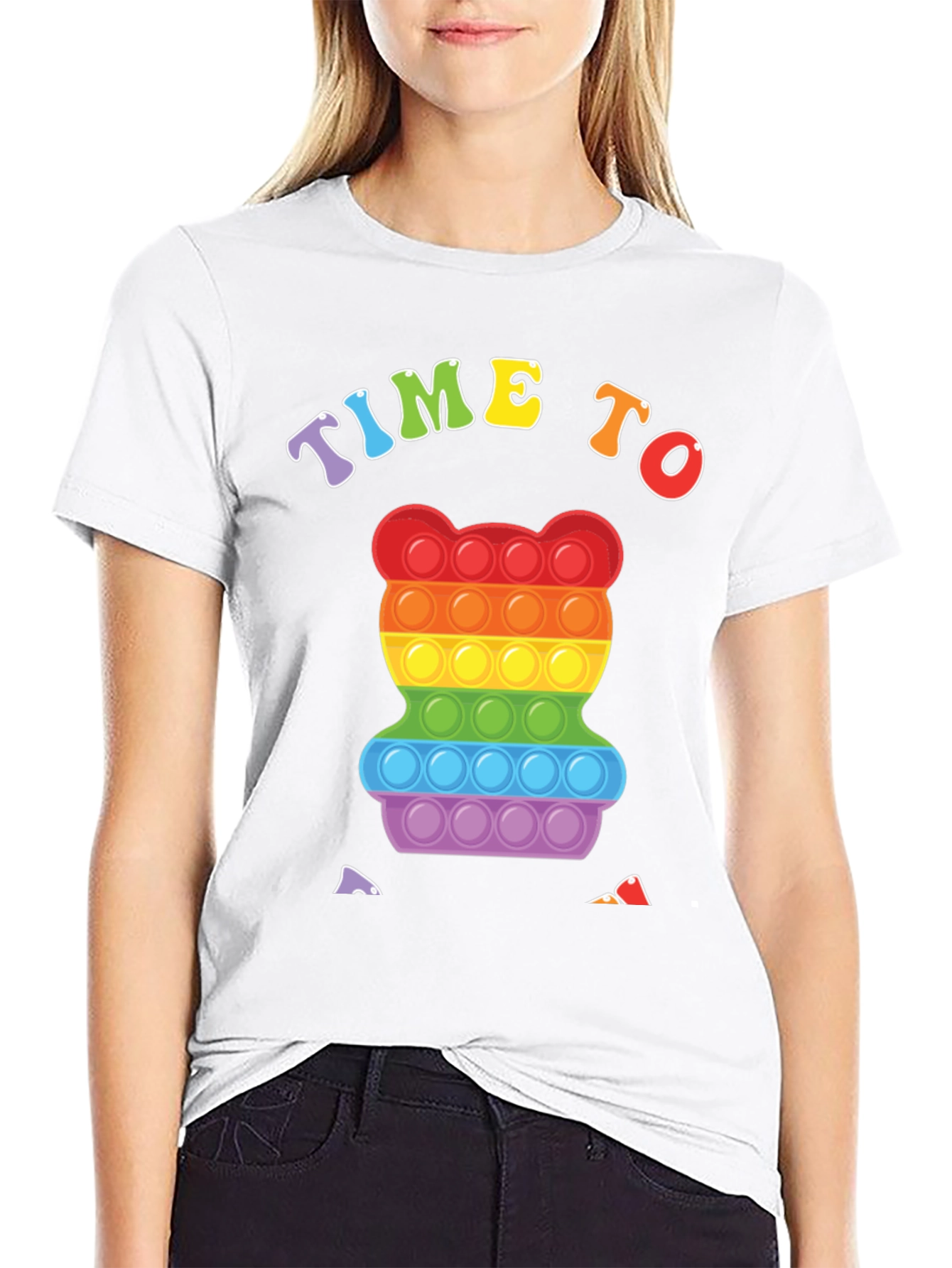 Time to Pop It! Rainbow Bear T-Shirt