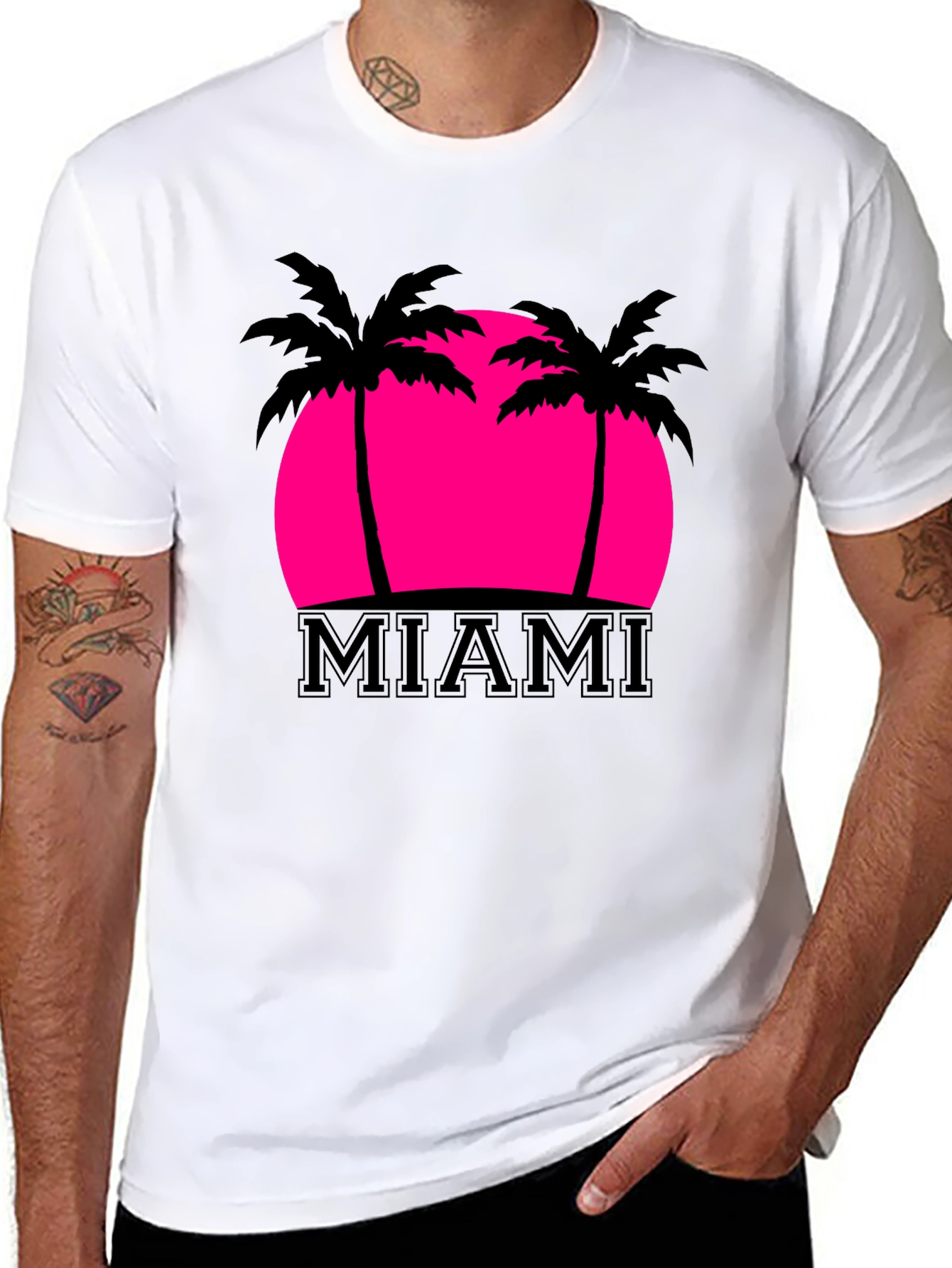 Miami Palm Sunset Graphic Tee