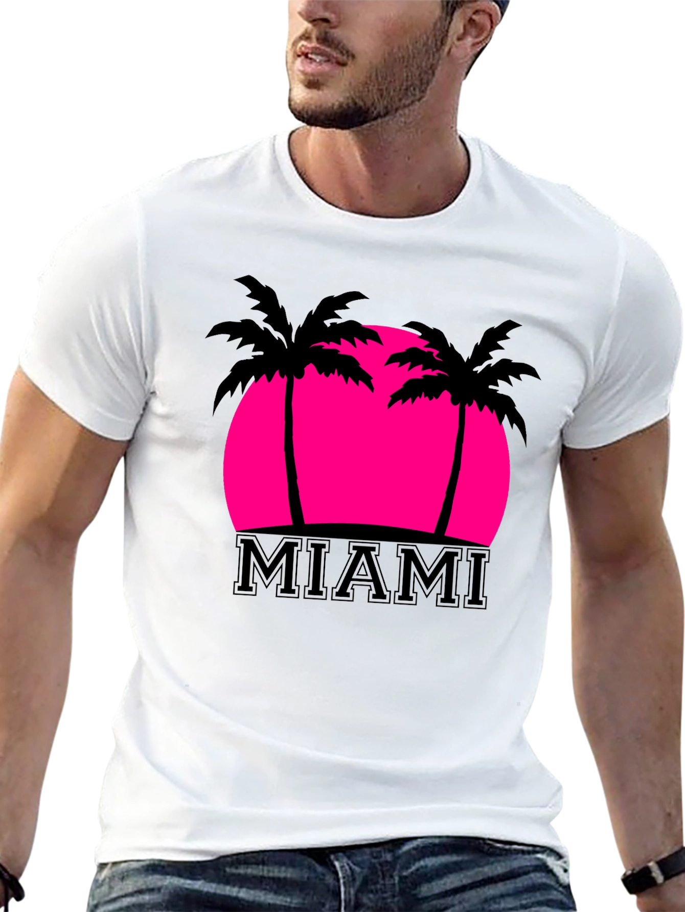 Miami Palm Sunset Graphic Tee