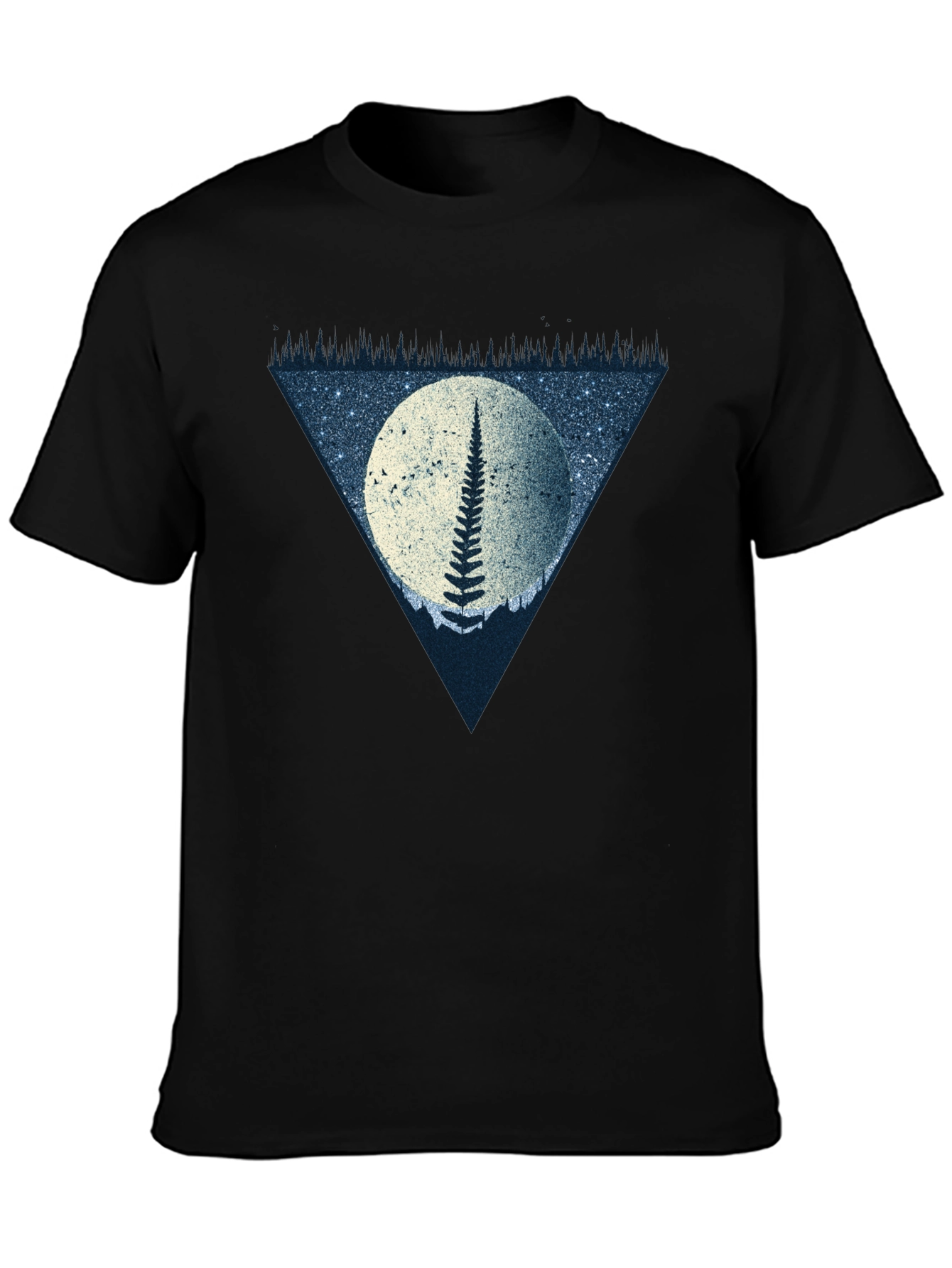 Fern Moon Triangle Graphic T-Shirt - Black