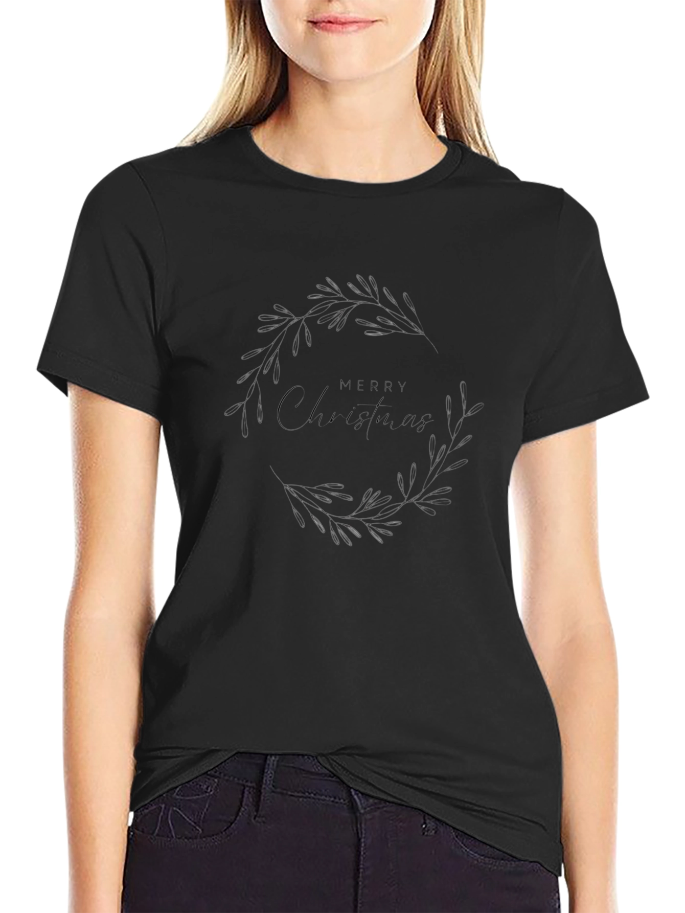 Elegant Black Wreath Graphic T-Shirt