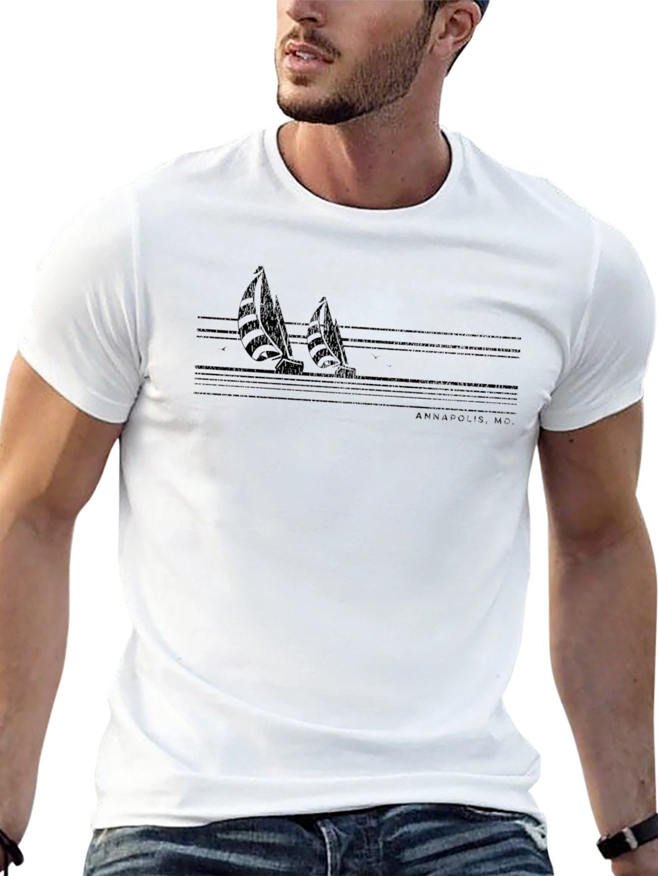 Annapolis MD Sailboat Graphic Tee - Black