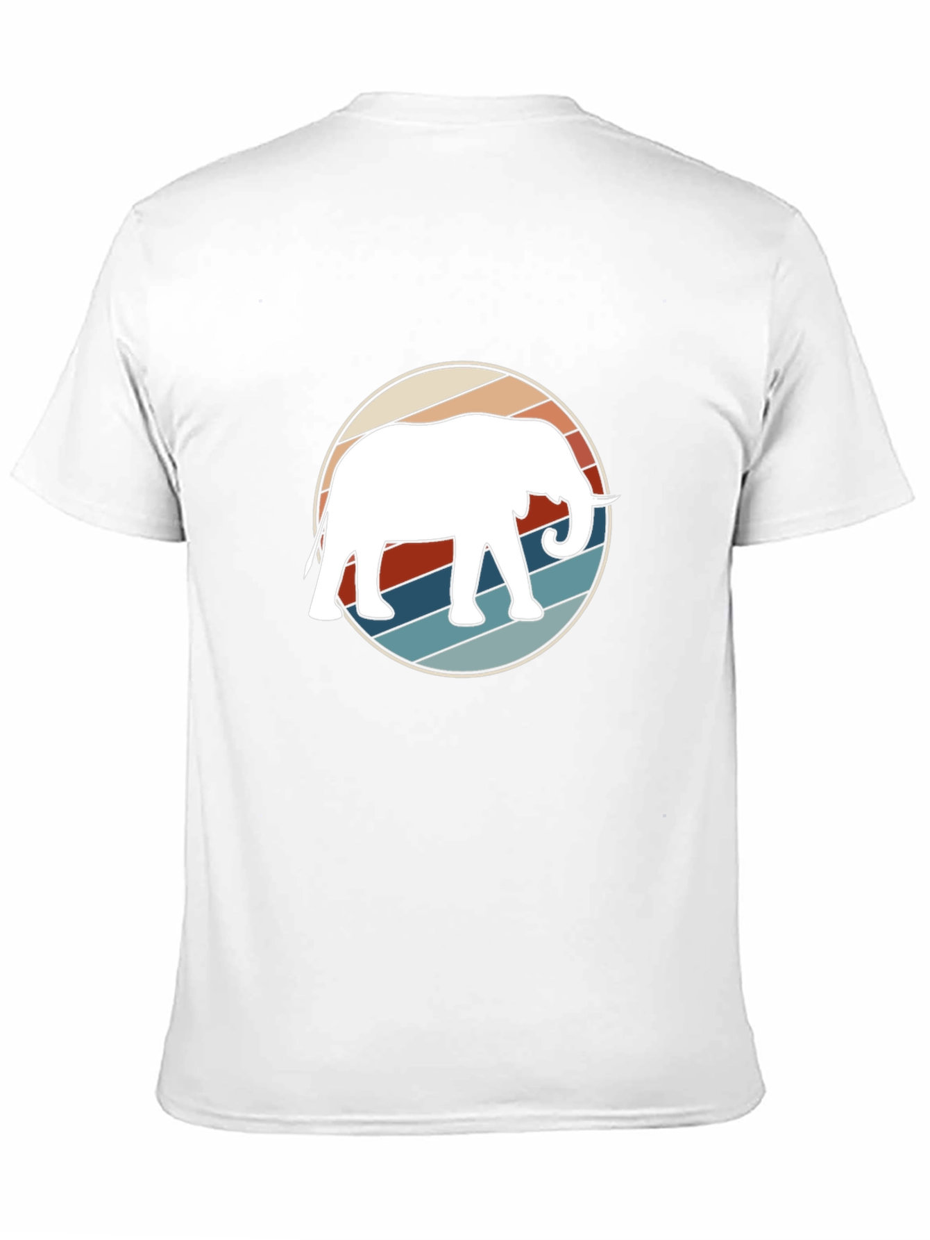 Retro Elephant Graphic Tee - Black Cotton Casual Shirt