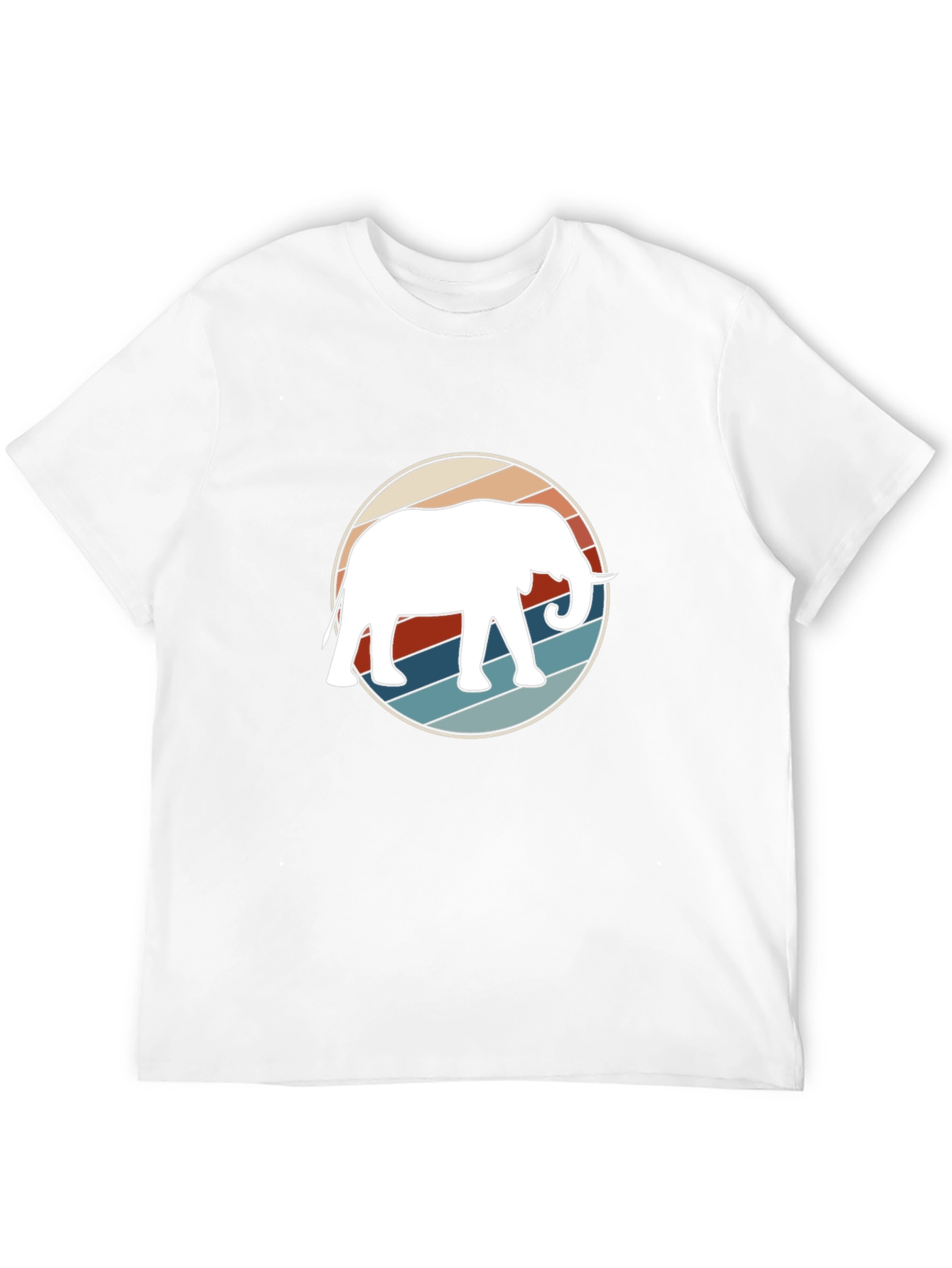 Retro Elephant Graphic Tee - Black Cotton Casual Shirt