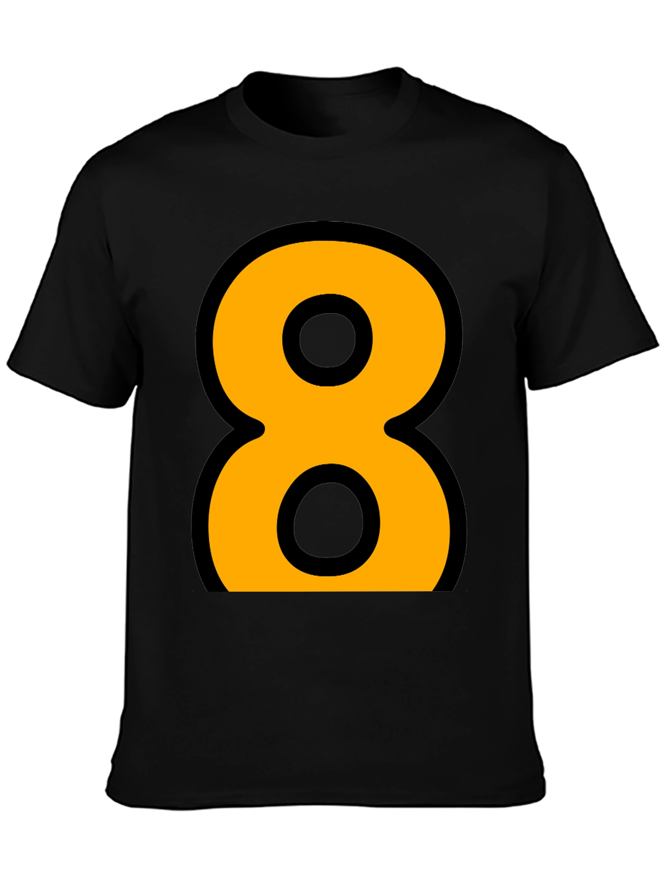Bold Number 8 Graphic Tee - Black Cotton Blend