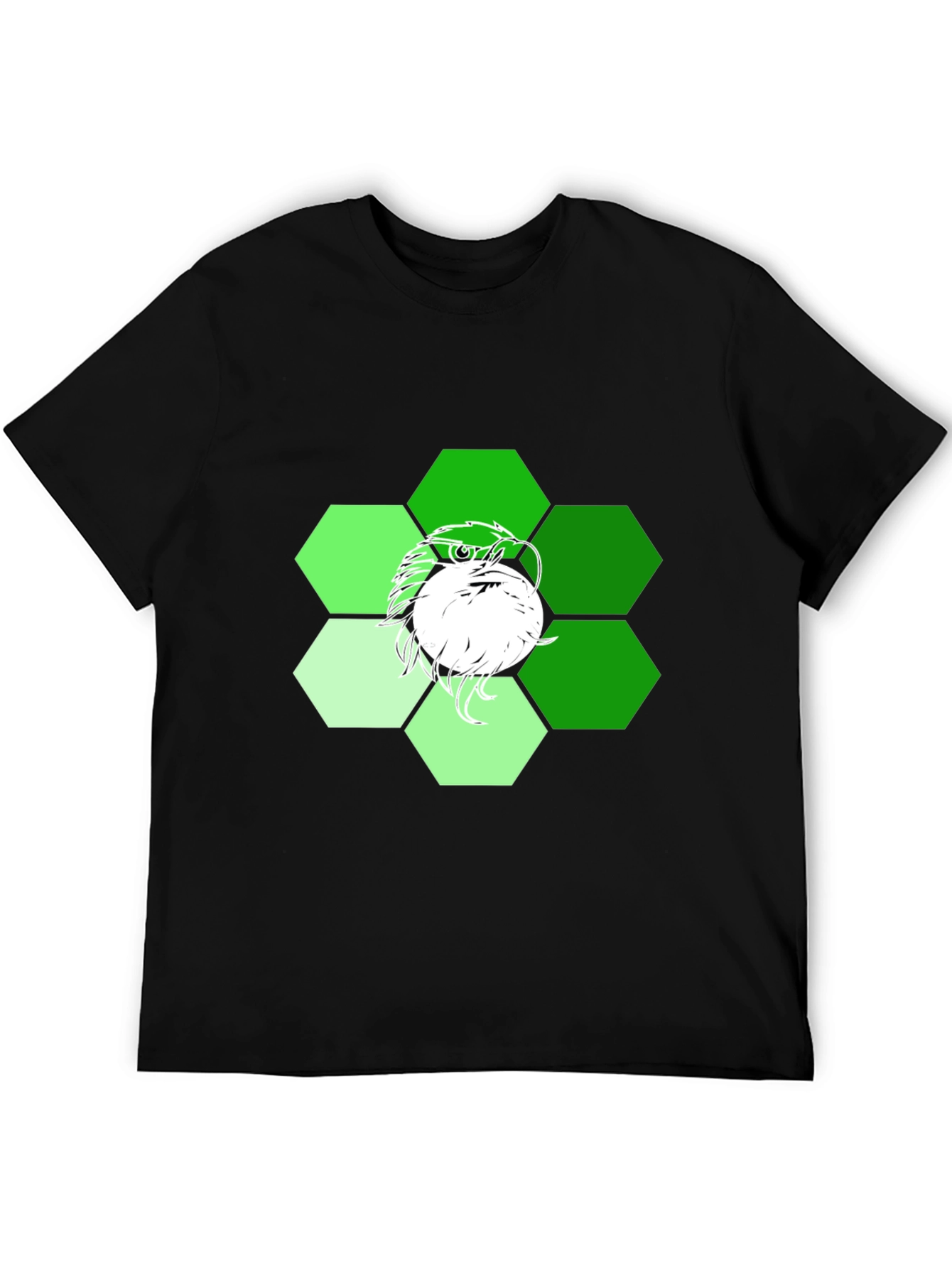 Mens Black T-Shirt with Geometric Eagle Graphic