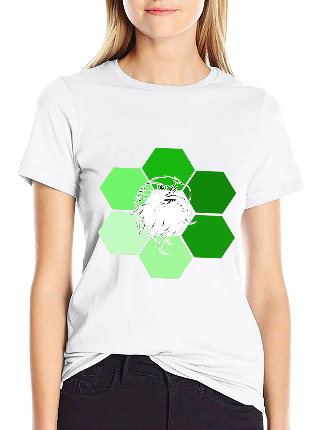 Mens Black T-Shirt with Geometric Eagle Graphic