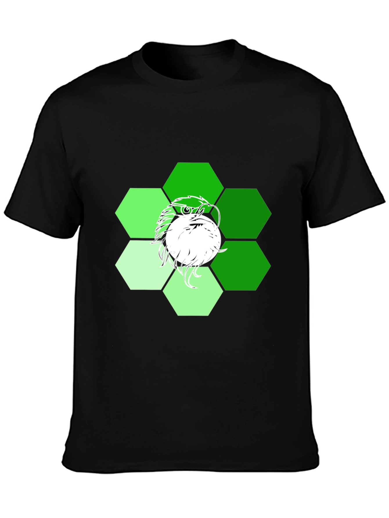 Mens Black T-Shirt with Geometric Eagle Graphic