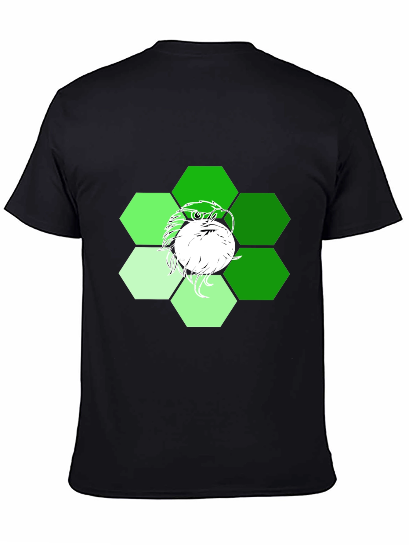 Mens Black T-Shirt with Geometric Eagle Graphic