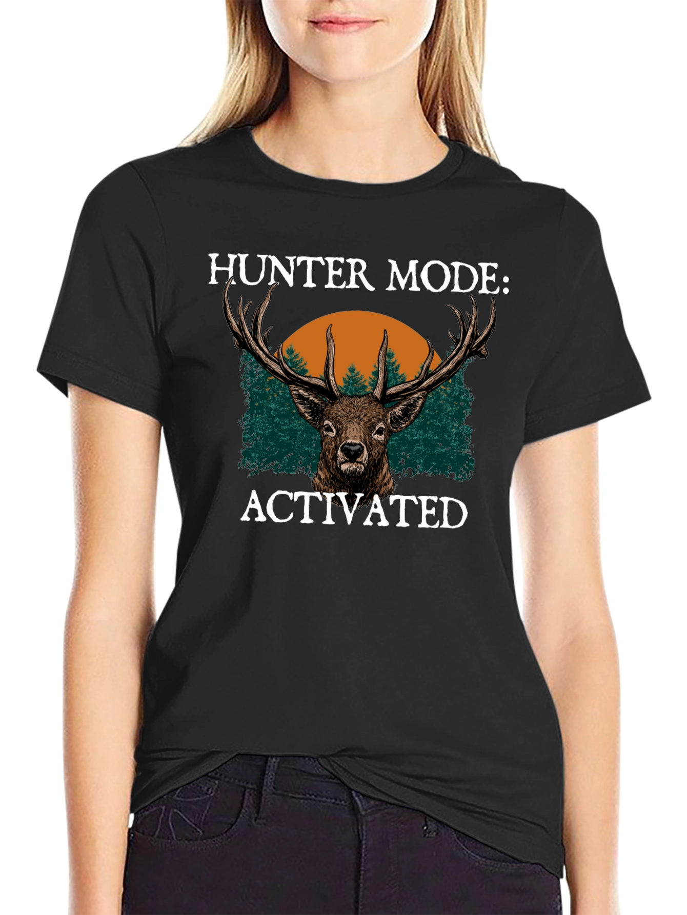Hunter Mode Activated Graphic Tee - Deer Design