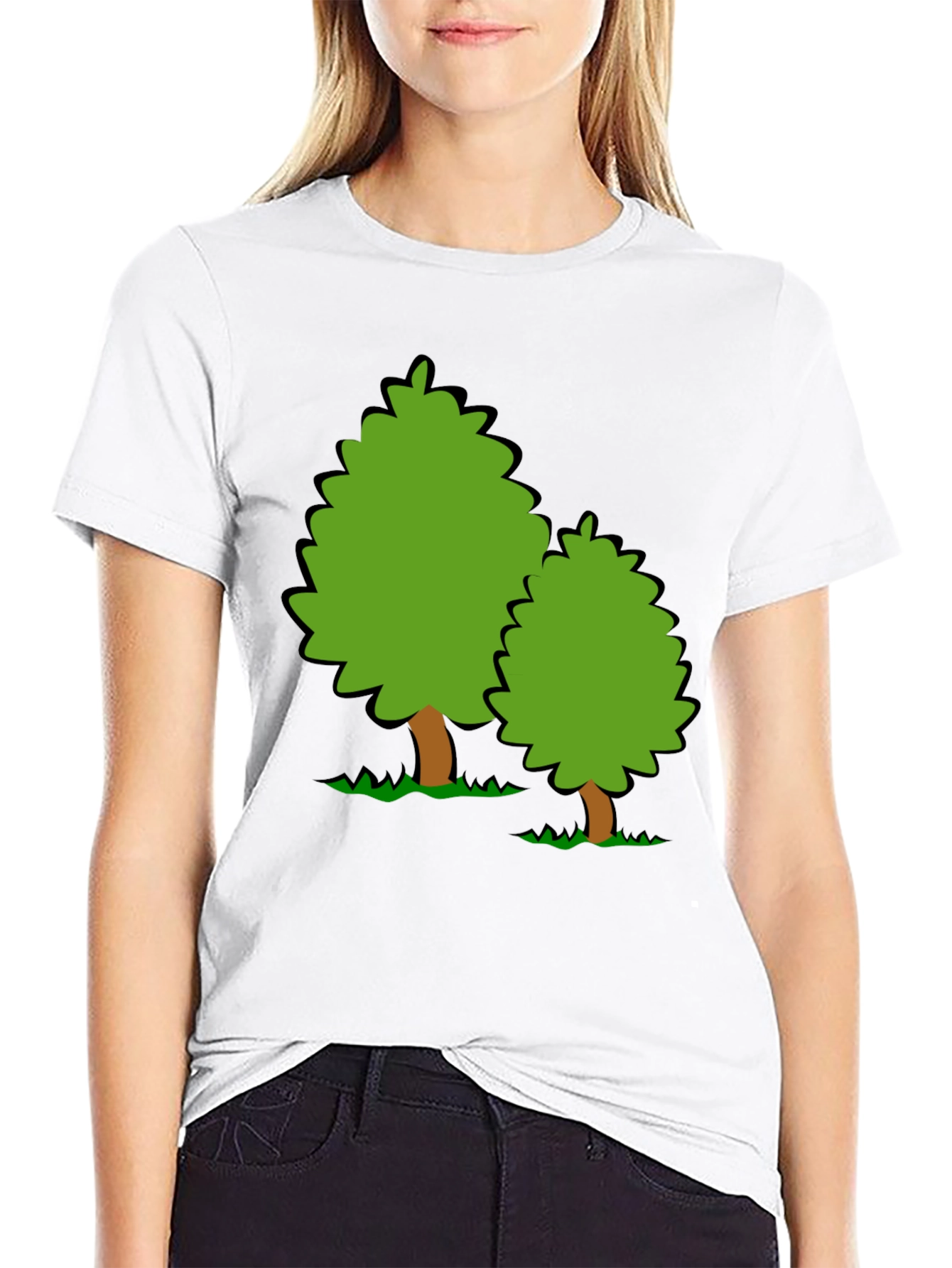 Cartoon Tree Graphic Black T-Shirt