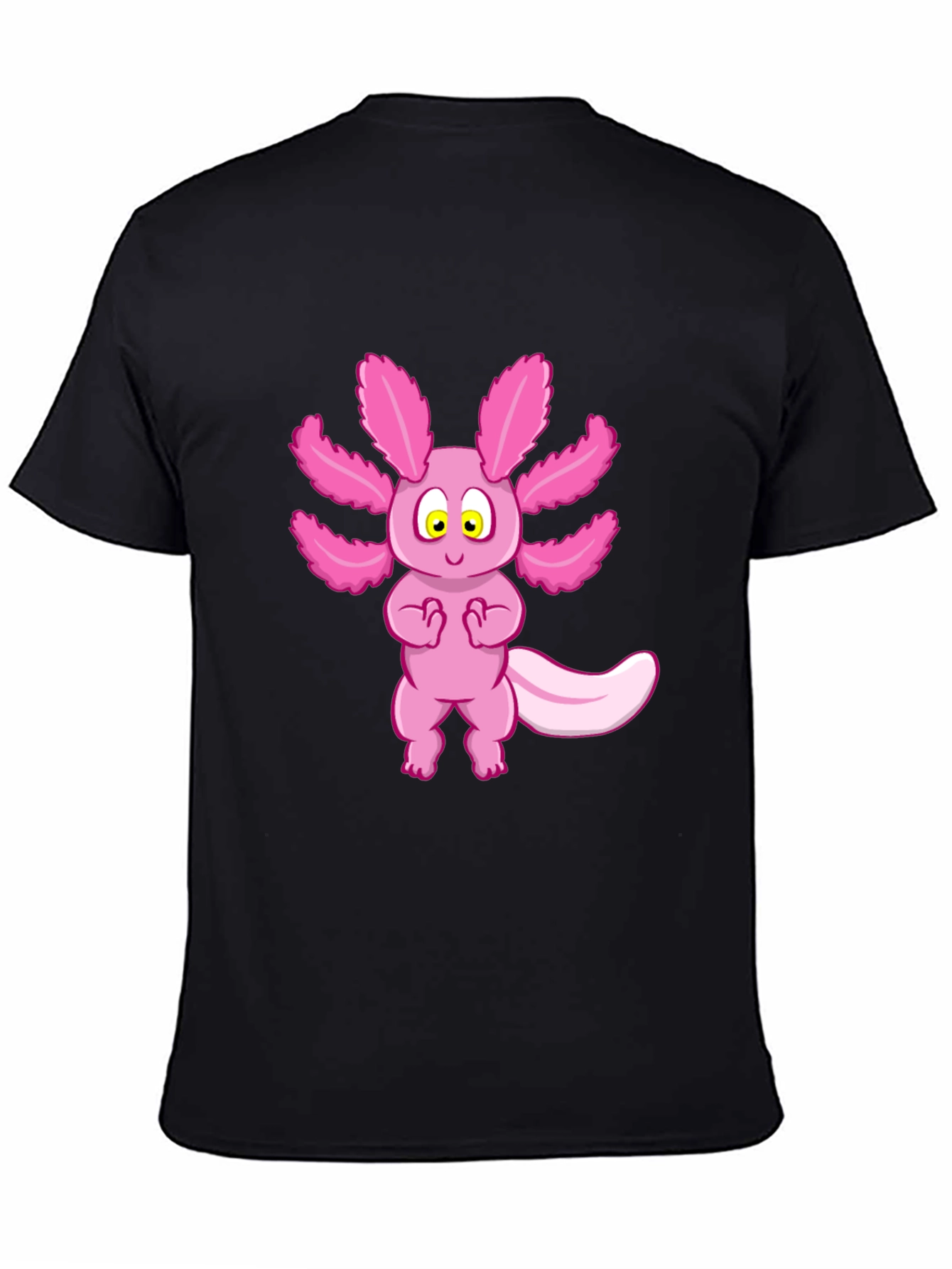 Axolotl Cartoon Graphic Tee - Black Unisex T-Shirt