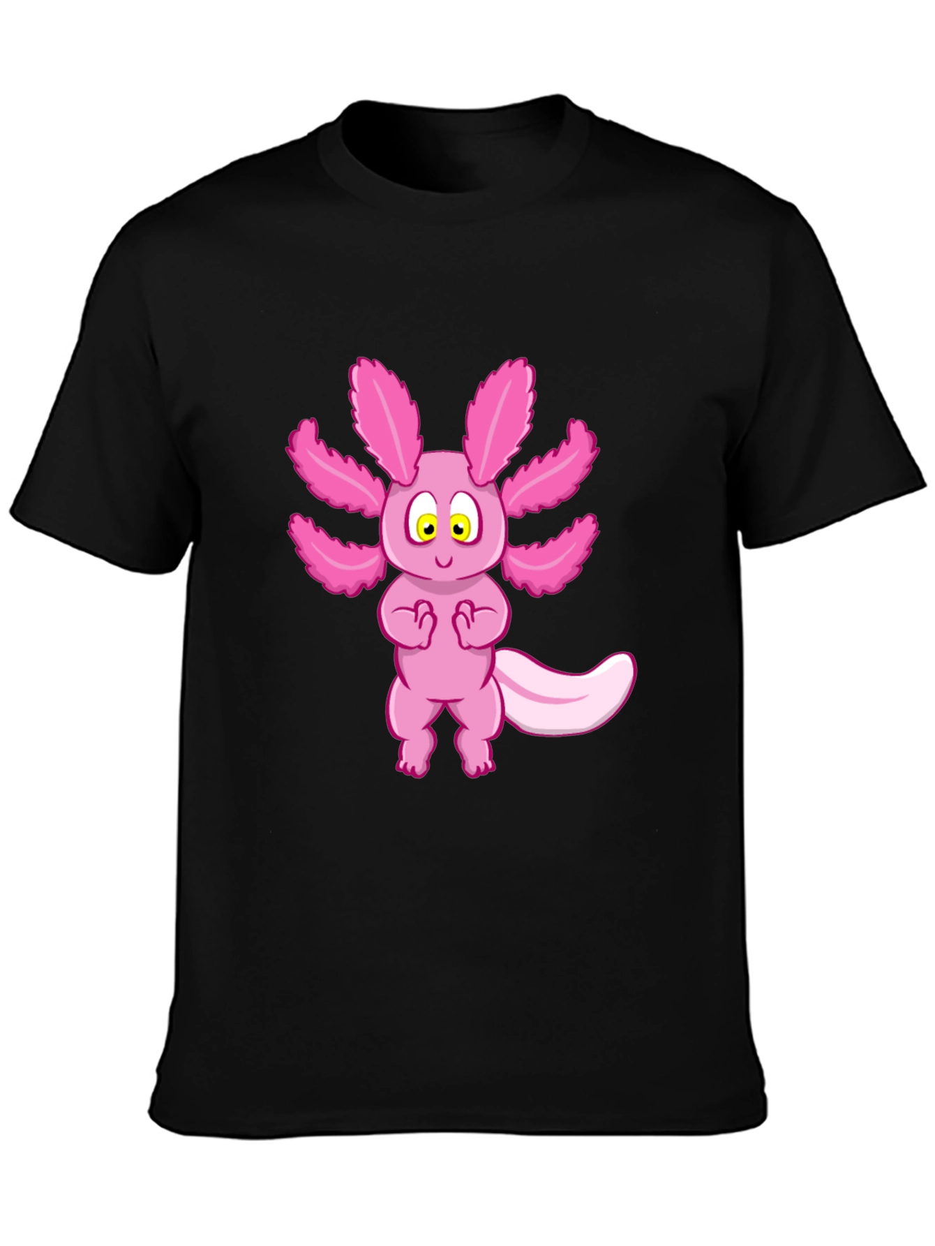 Axolotl Cartoon Graphic Tee - Black Unisex T-Shirt
