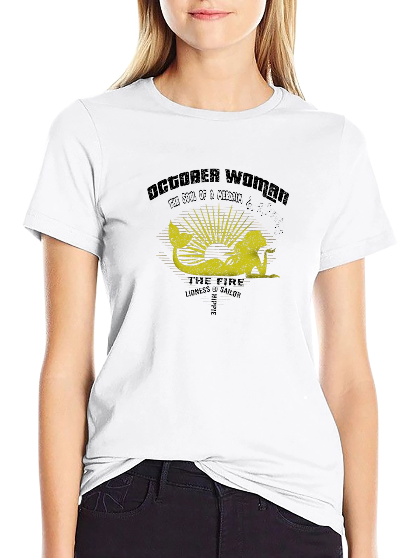 October Woman Mermaid Graphic T-Shirt