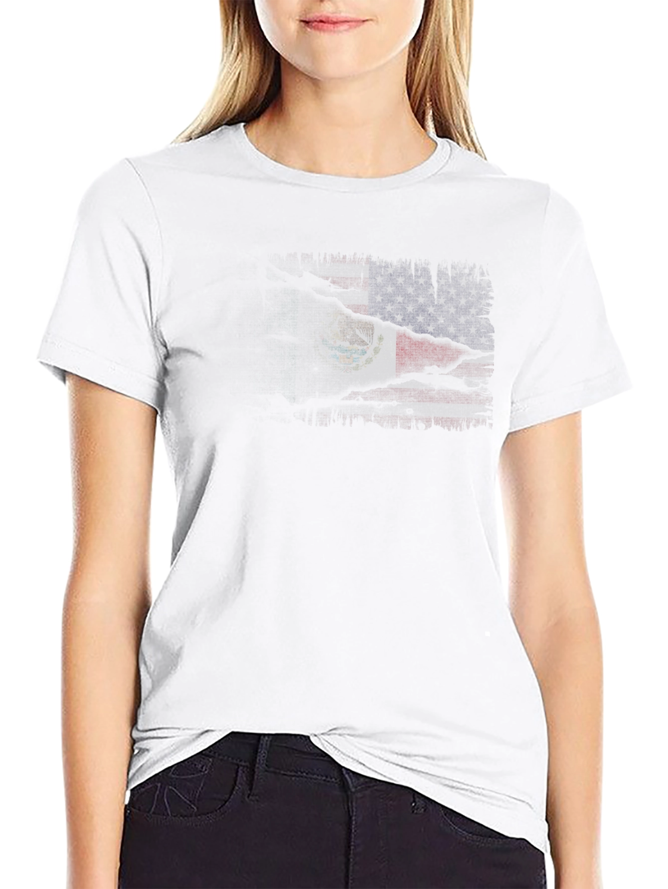 USA Mexico Flag Graphic Print T-Shirt