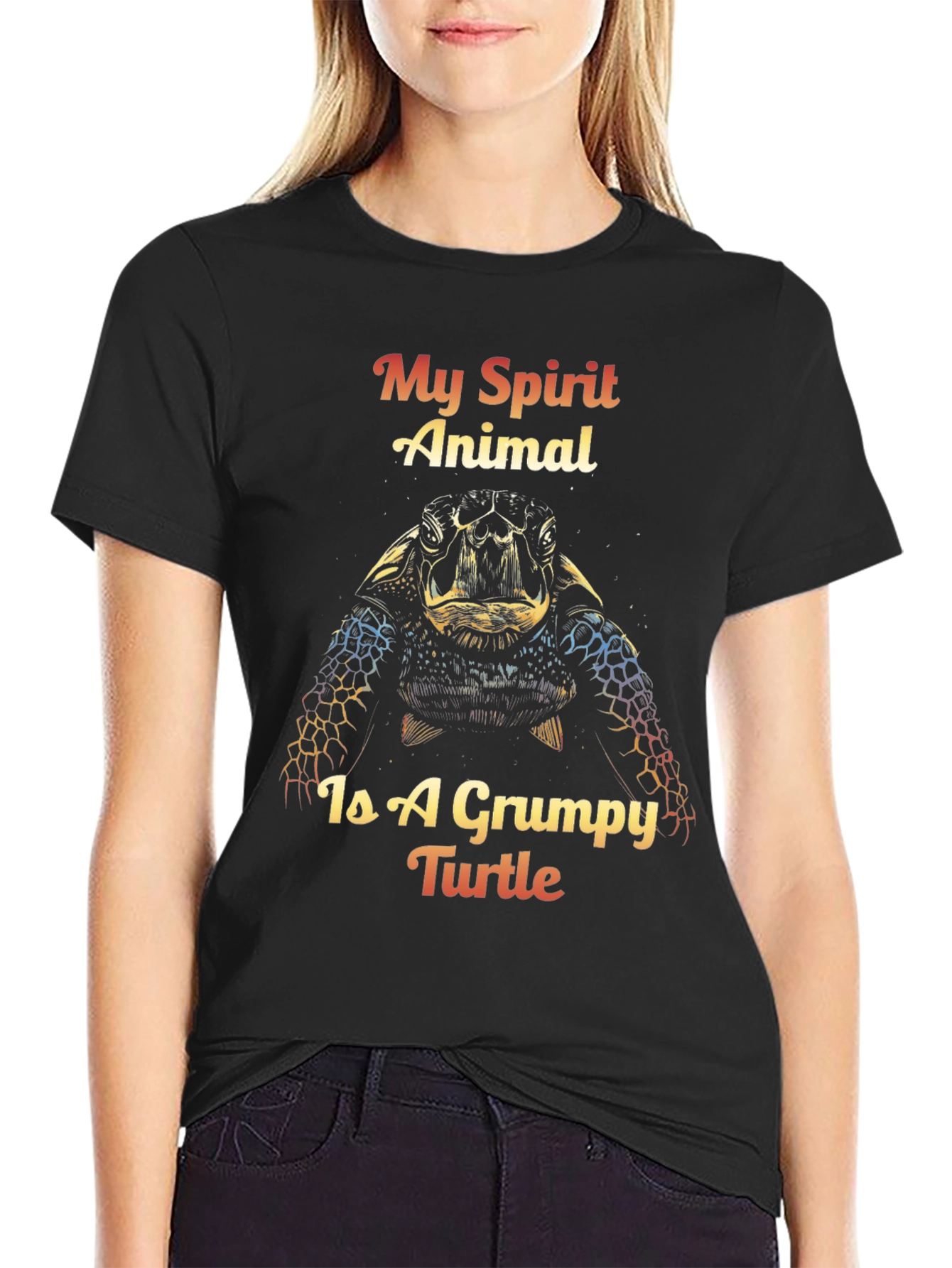 Grumpy Turtle Spirit Animal Graphic T-Shirt