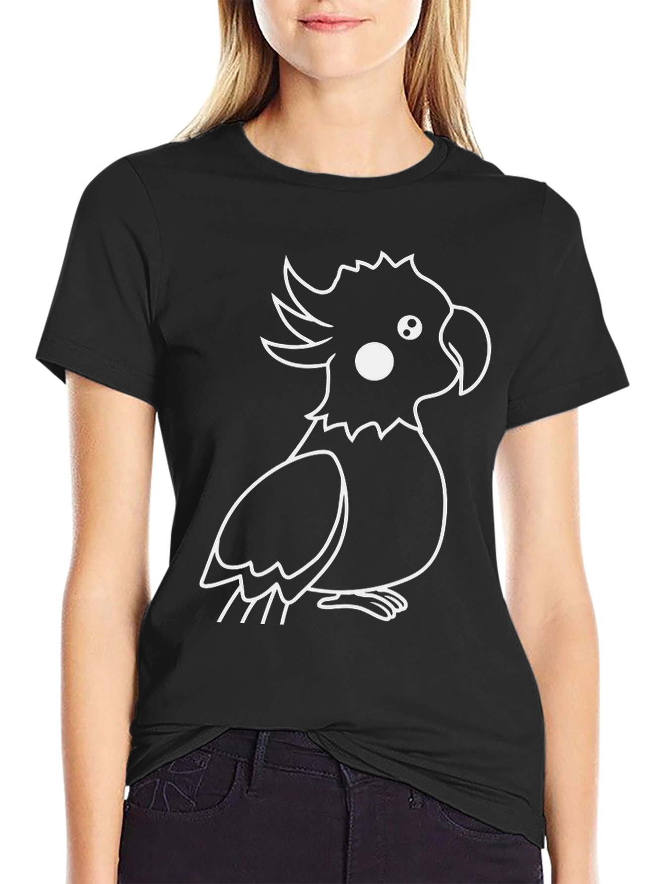 Black T-Shirt with Cockatoo Design