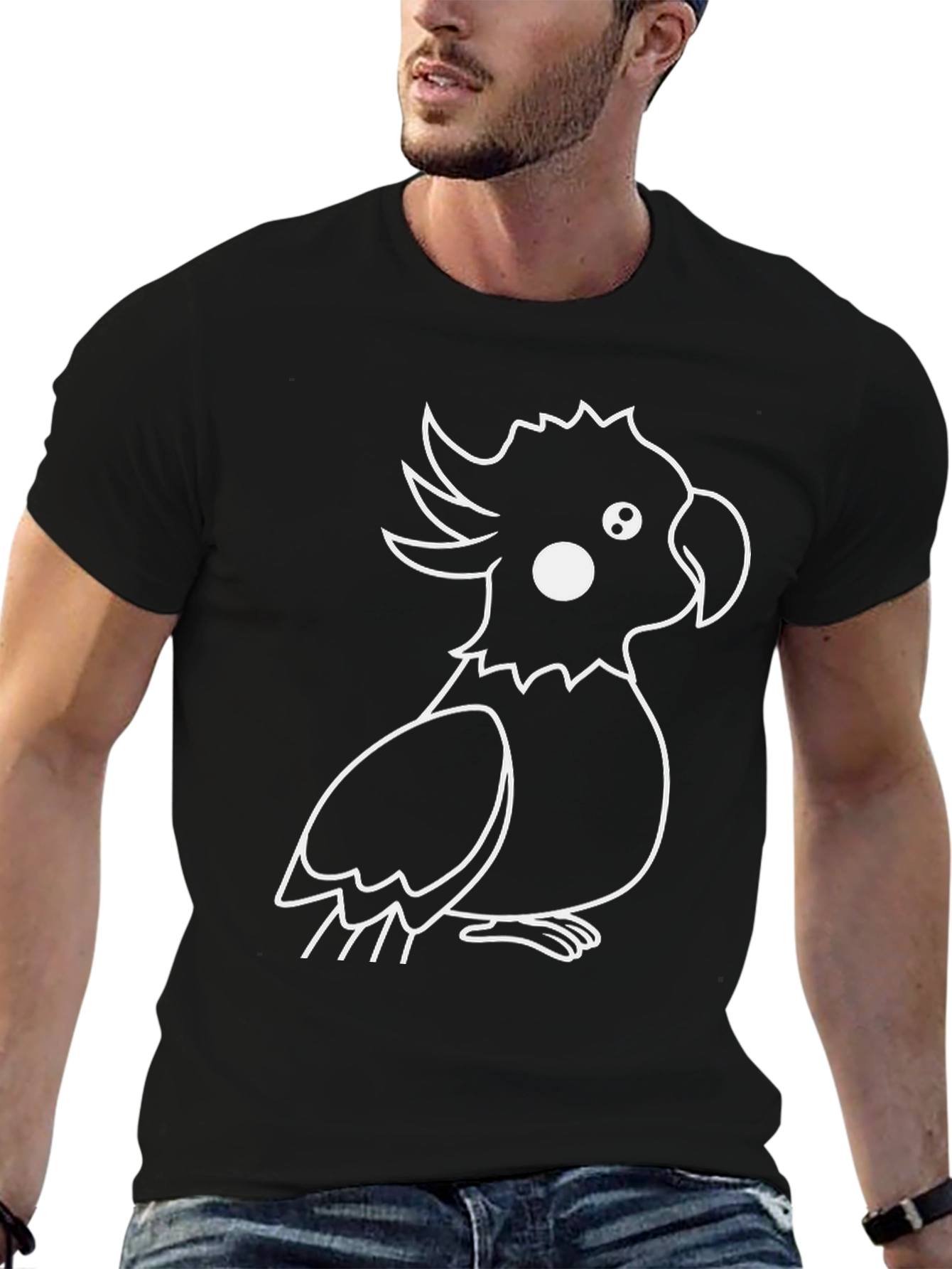 Black T-Shirt with Cockatoo Design