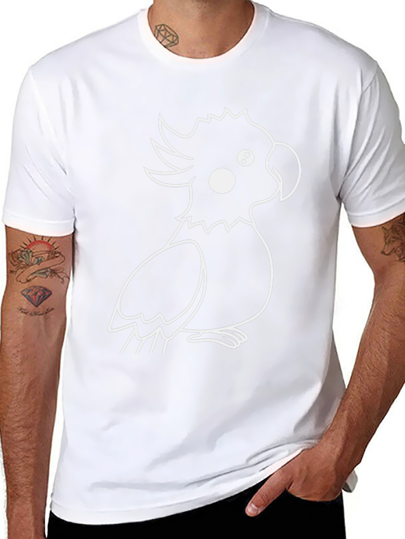 Black T-Shirt with Cockatoo Design