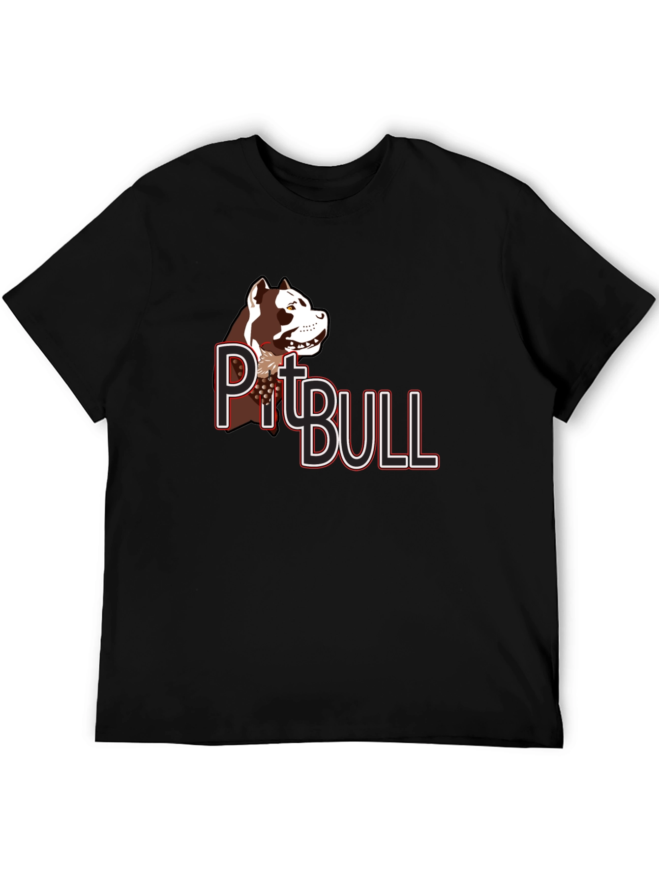 Pitbull Dog Graphic T-Shirt - Black Cotton Tee