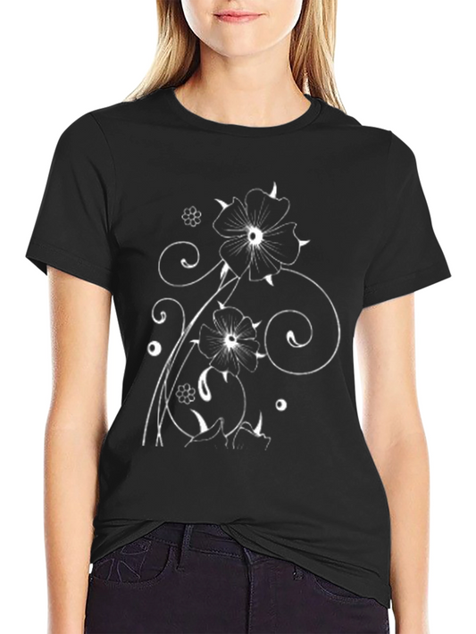 Floral Graphic Black T-Shirt