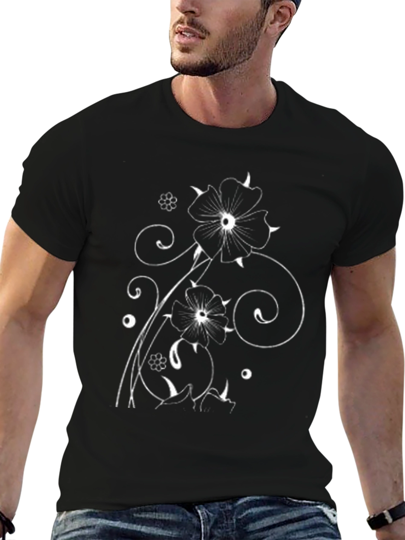 Floral Graphic Black T-Shirt