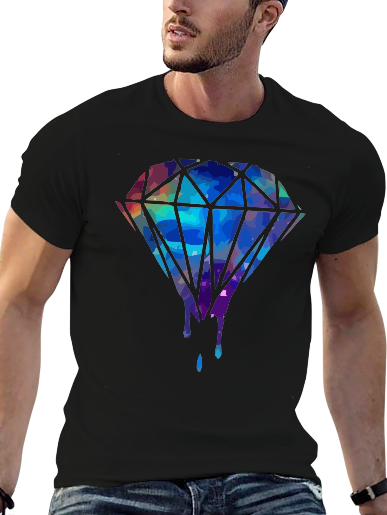 Diamond Drip Graphic Tee - Mens Black T-Shirt