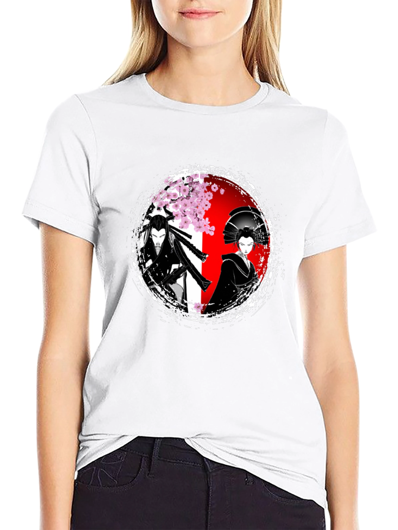 Samurai & Geisha Graphic T-Shirt - Japanese Art Style