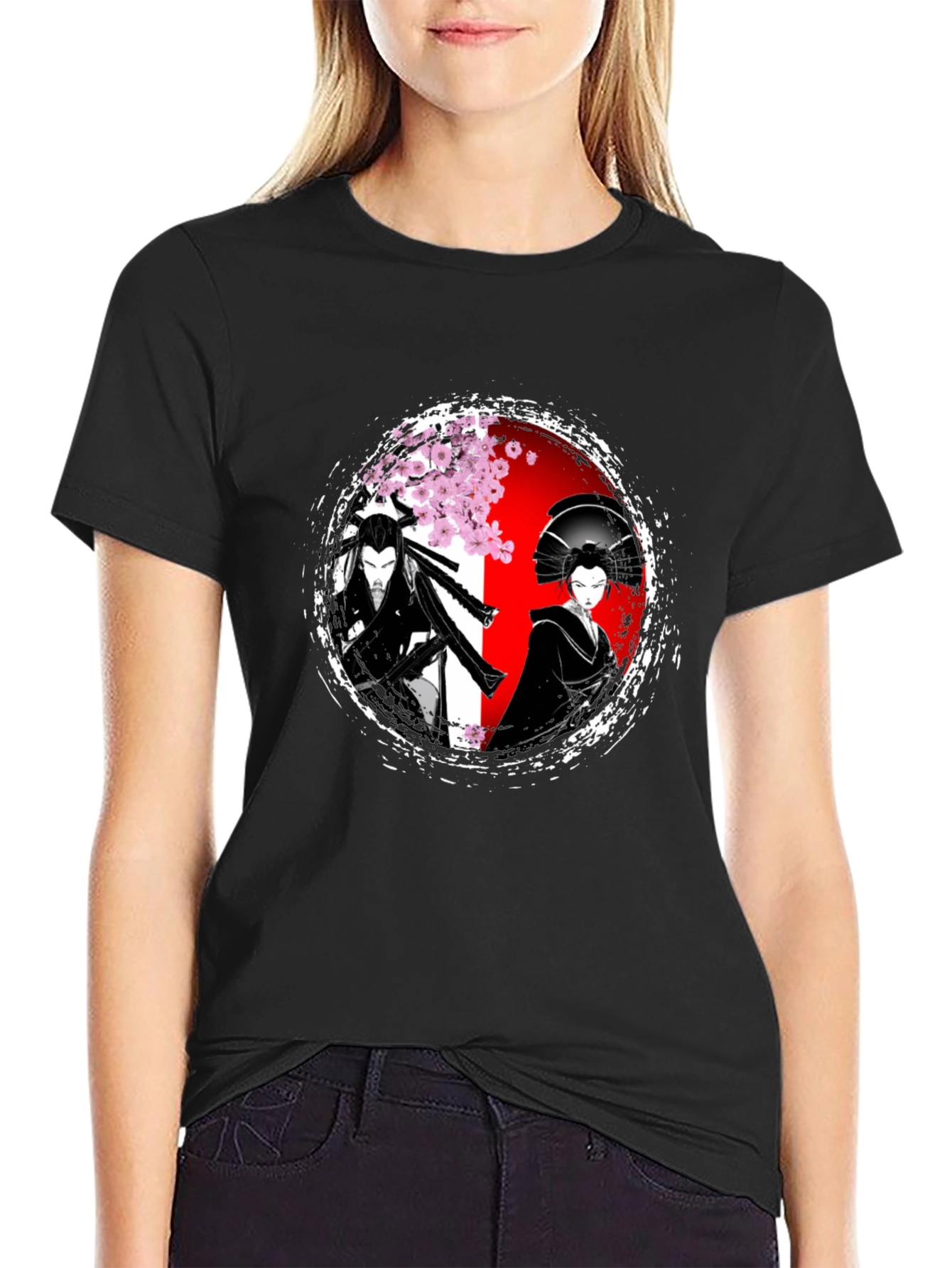 Samurai & Geisha Graphic T-Shirt - Japanese Art Style
