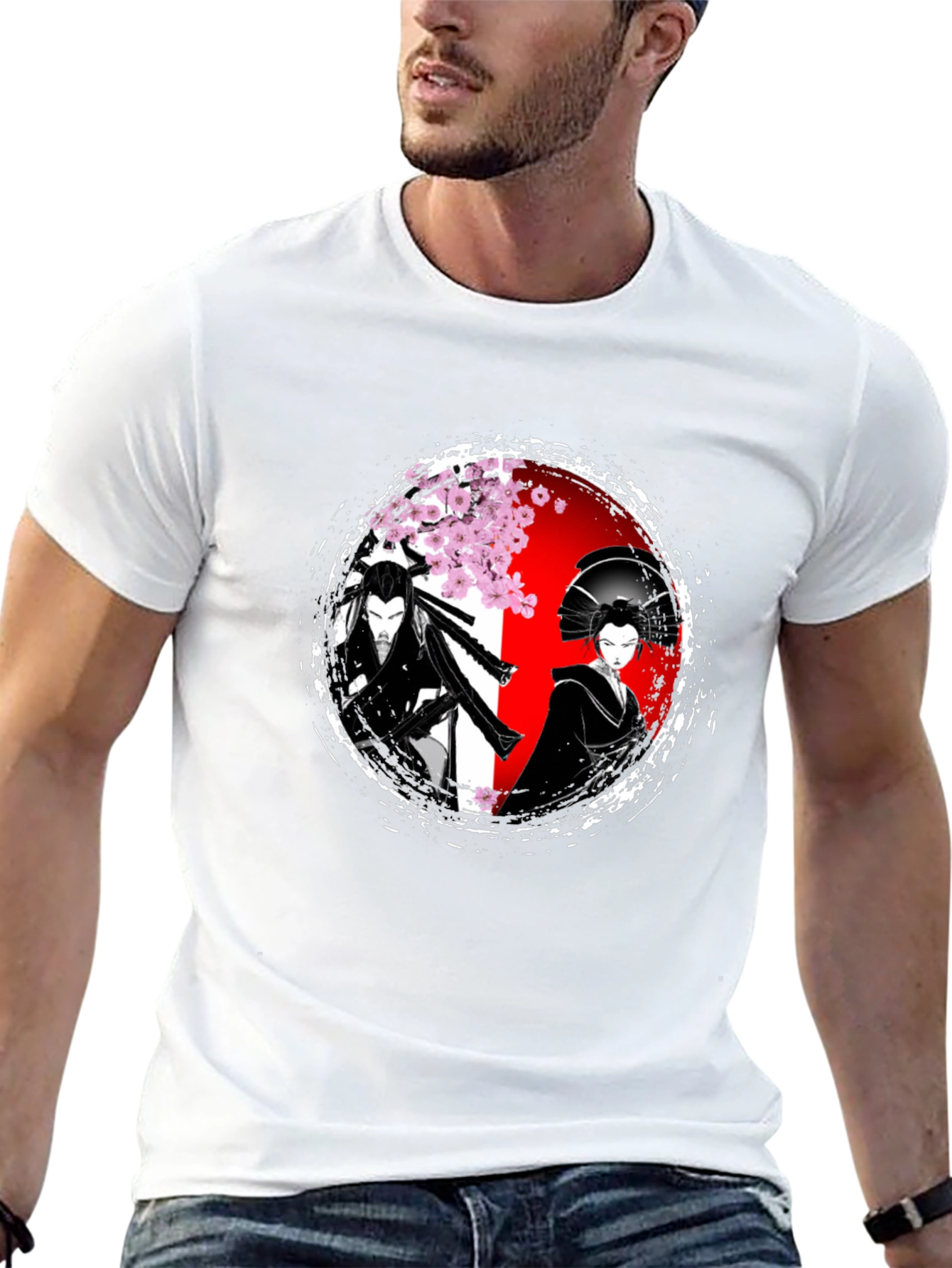 Samurai & Geisha Graphic T-Shirt - Japanese Art Style