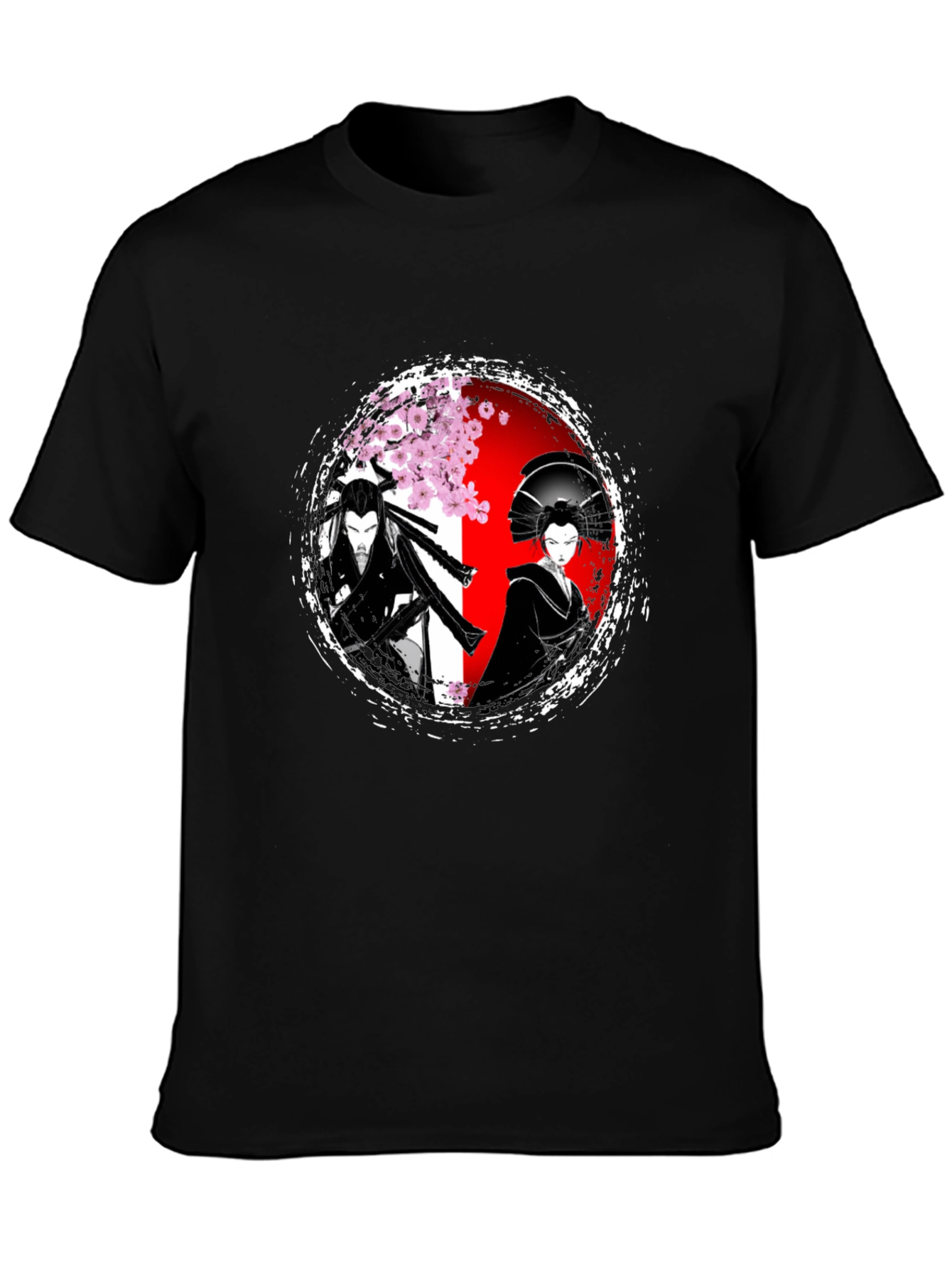 Samurai & Geisha Graphic T-Shirt - Japanese Art Style