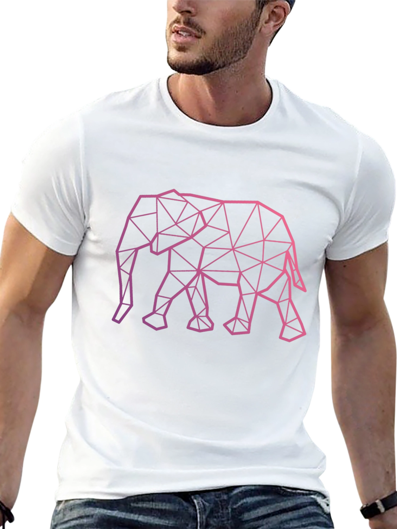 Geometric Elephant Graphic Tee - Stylish Black T-Shirt