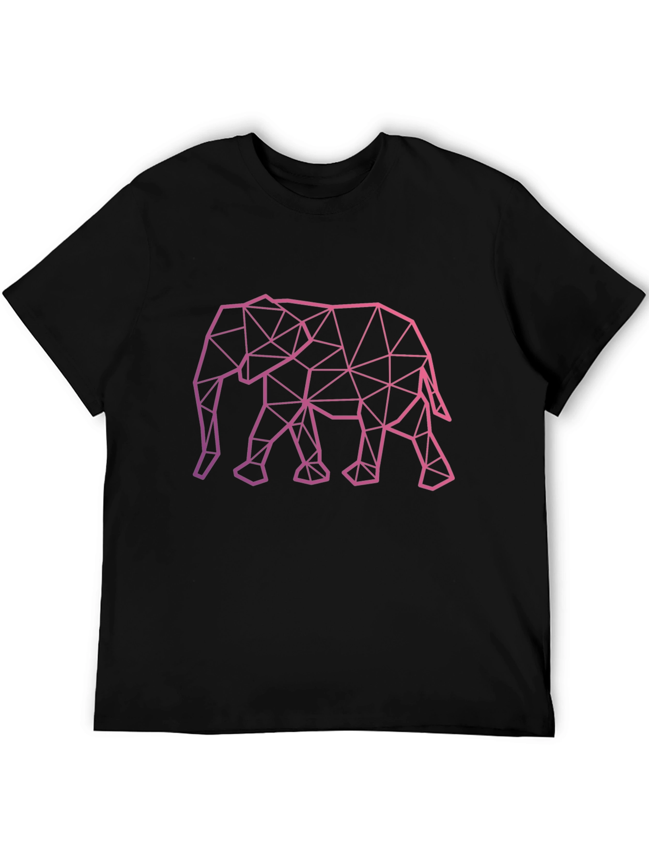 Geometric Elephant Graphic Tee - Stylish Black T-Shirt