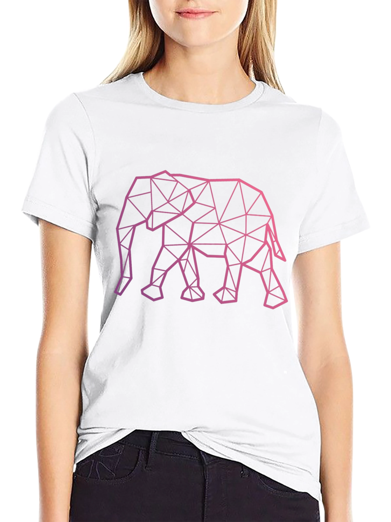 Geometric Elephant Graphic Tee - Stylish Black T-Shirt