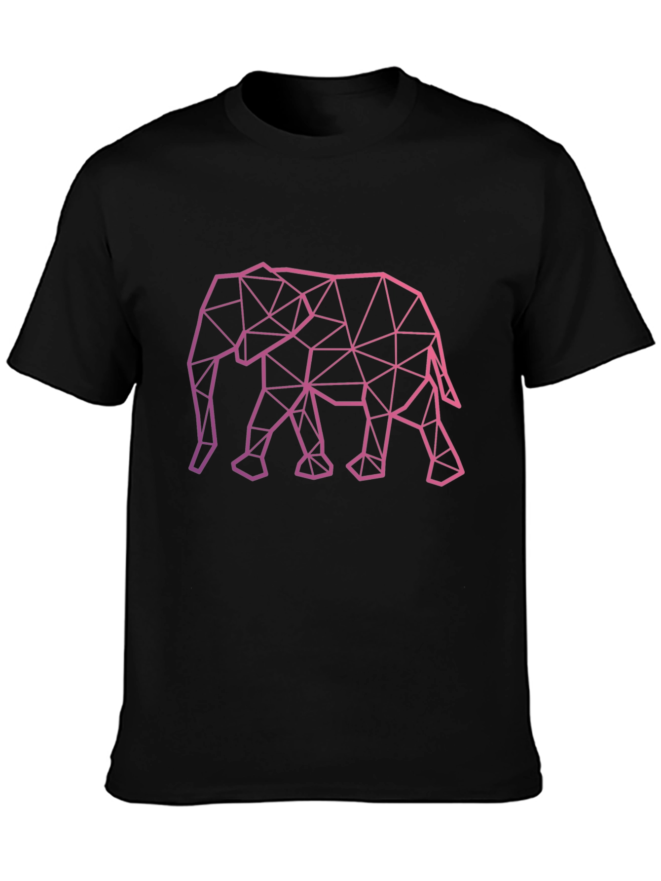 Geometric Elephant Graphic Tee - Stylish Black T-Shirt