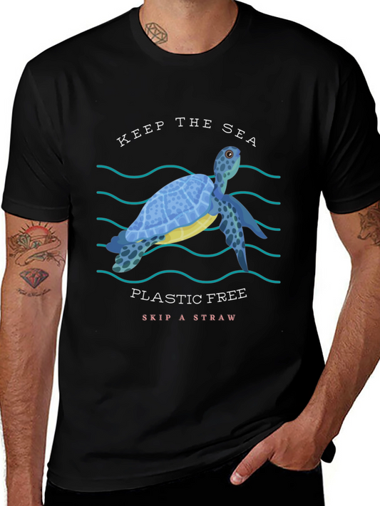 Eco-Friendly Turtle Graphic Tee - Keep the Sea Plastic Free