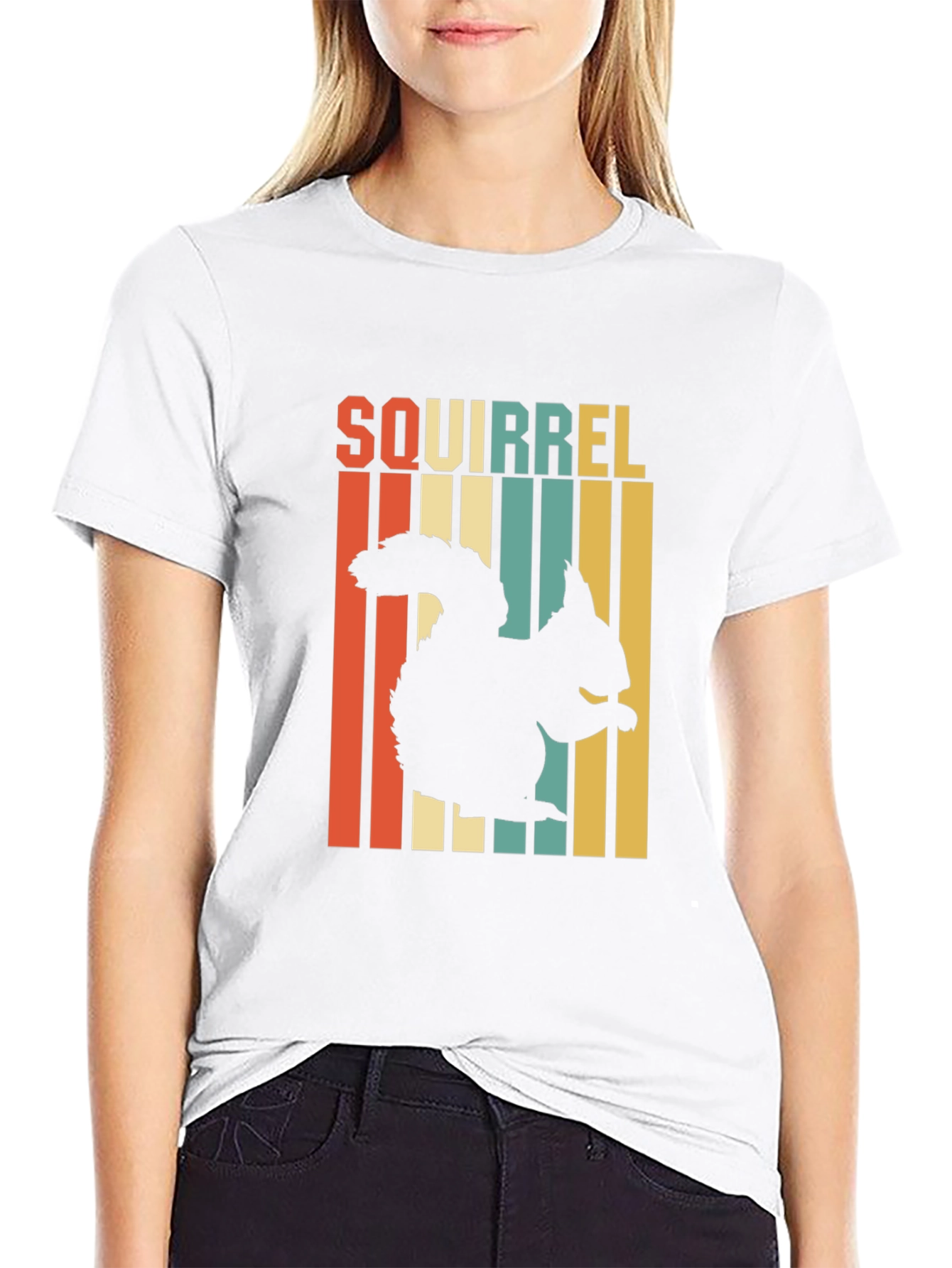 Retro Squirrel Graphic Tee - Black