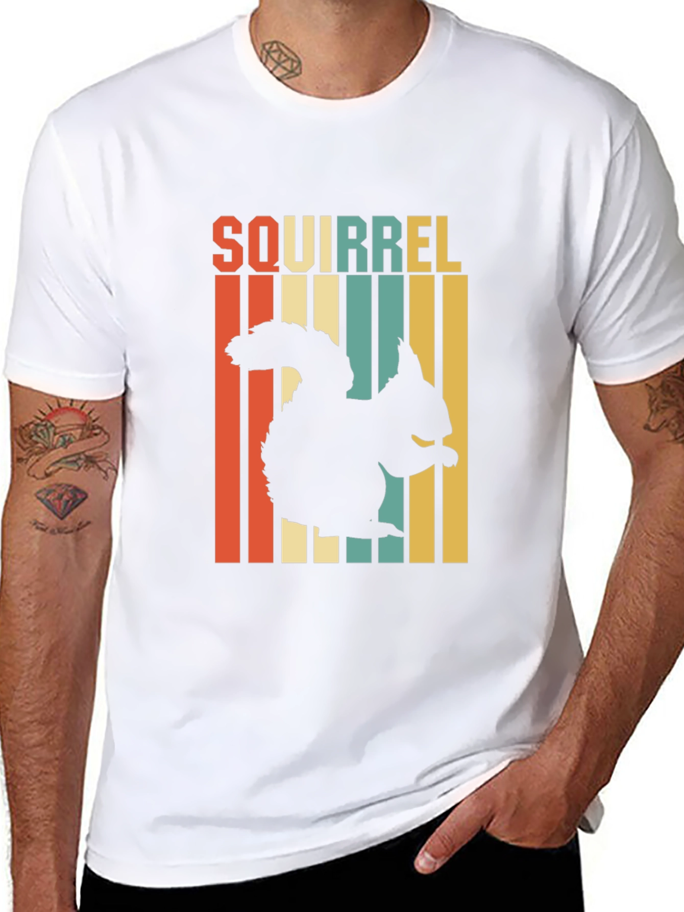 Retro Squirrel Graphic Tee - Black