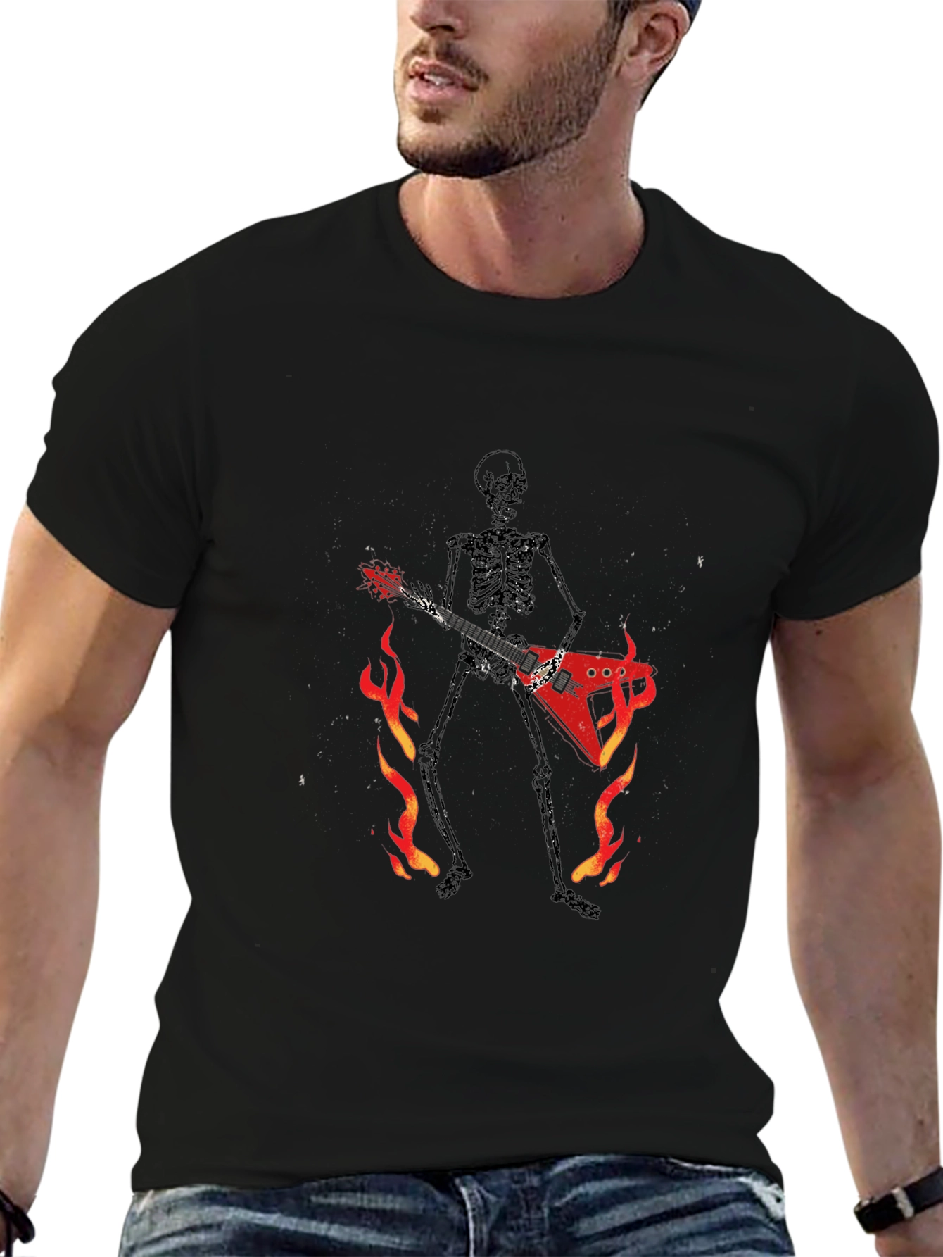 Skeleton Guitarist Graphic Tee - Black