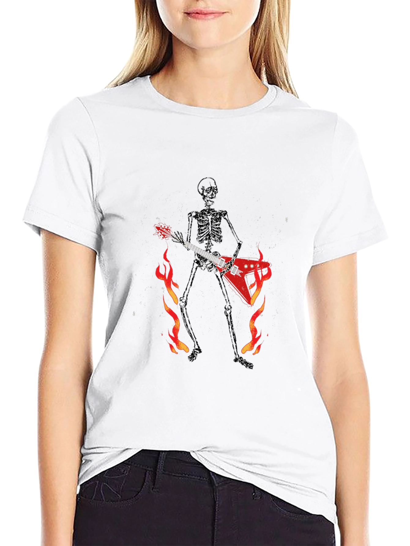 Skeleton Guitarist Graphic Tee - Black
