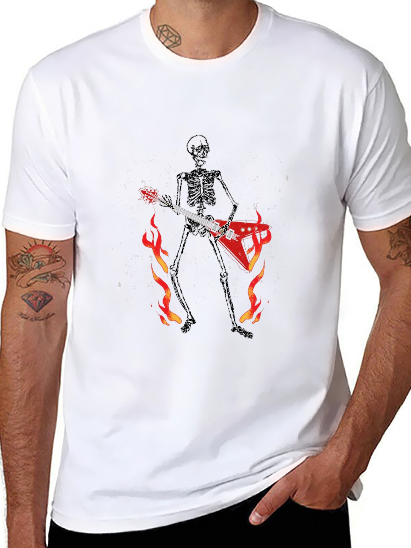 Skeleton Guitarist Graphic Tee - Black